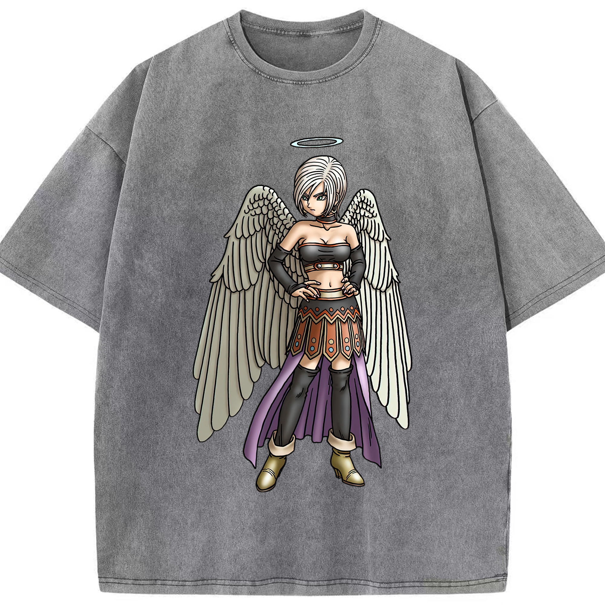 （画像用） ドラゴンクエスト Doragon Kuesuto Dragon Quest 綿100% ヴィンテージ風 半袖Tシャツ（フロントプリント）