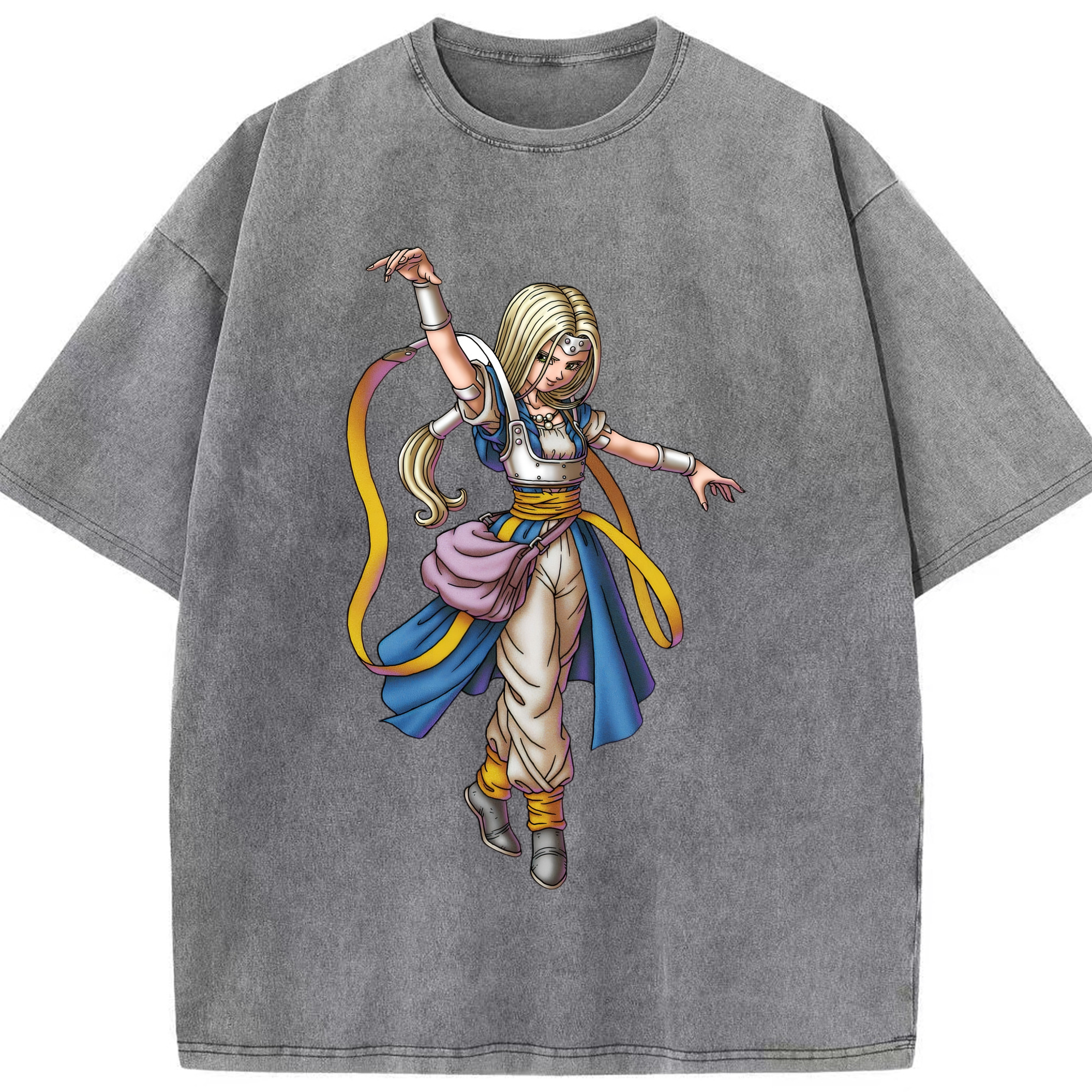 （画像用） ドラゴンクエスト Doragon Kuesuto Dragon Quest 綿100% ヴィンテージ風 半袖Tシャツ（フロントプリント）