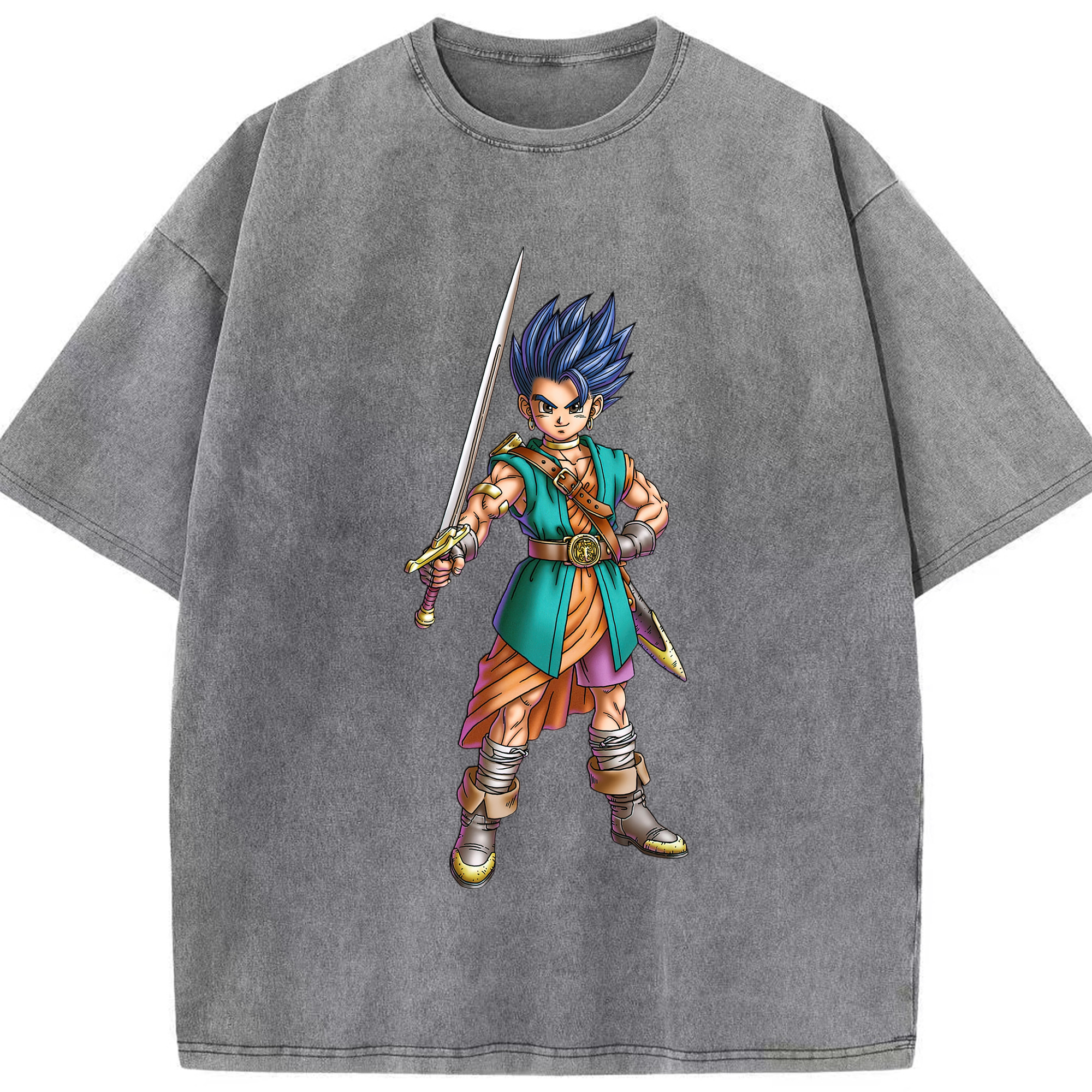 （画像用） ドラゴンクエスト Doragon Kuesuto Dragon Quest 綿100% ヴィンテージ風 半袖Tシャツ（フロントプリント）