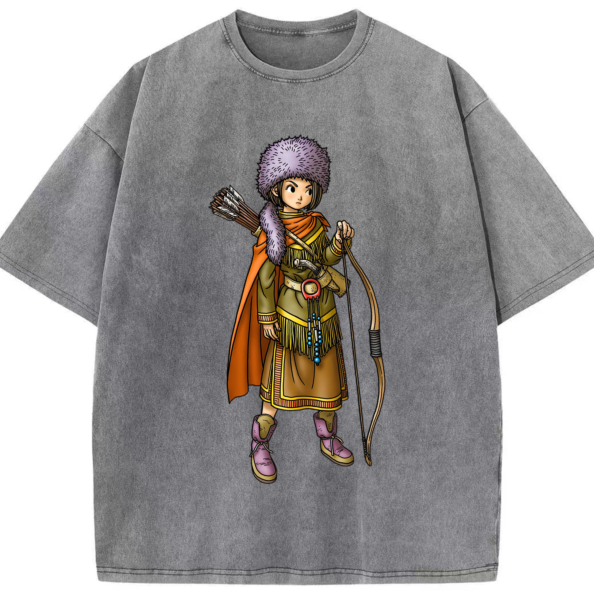 （画像用） ドラゴンクエスト Doragon Kuesuto Dragon Quest 綿100% ヴィンテージ風 半袖Tシャツ（フロントプリント）