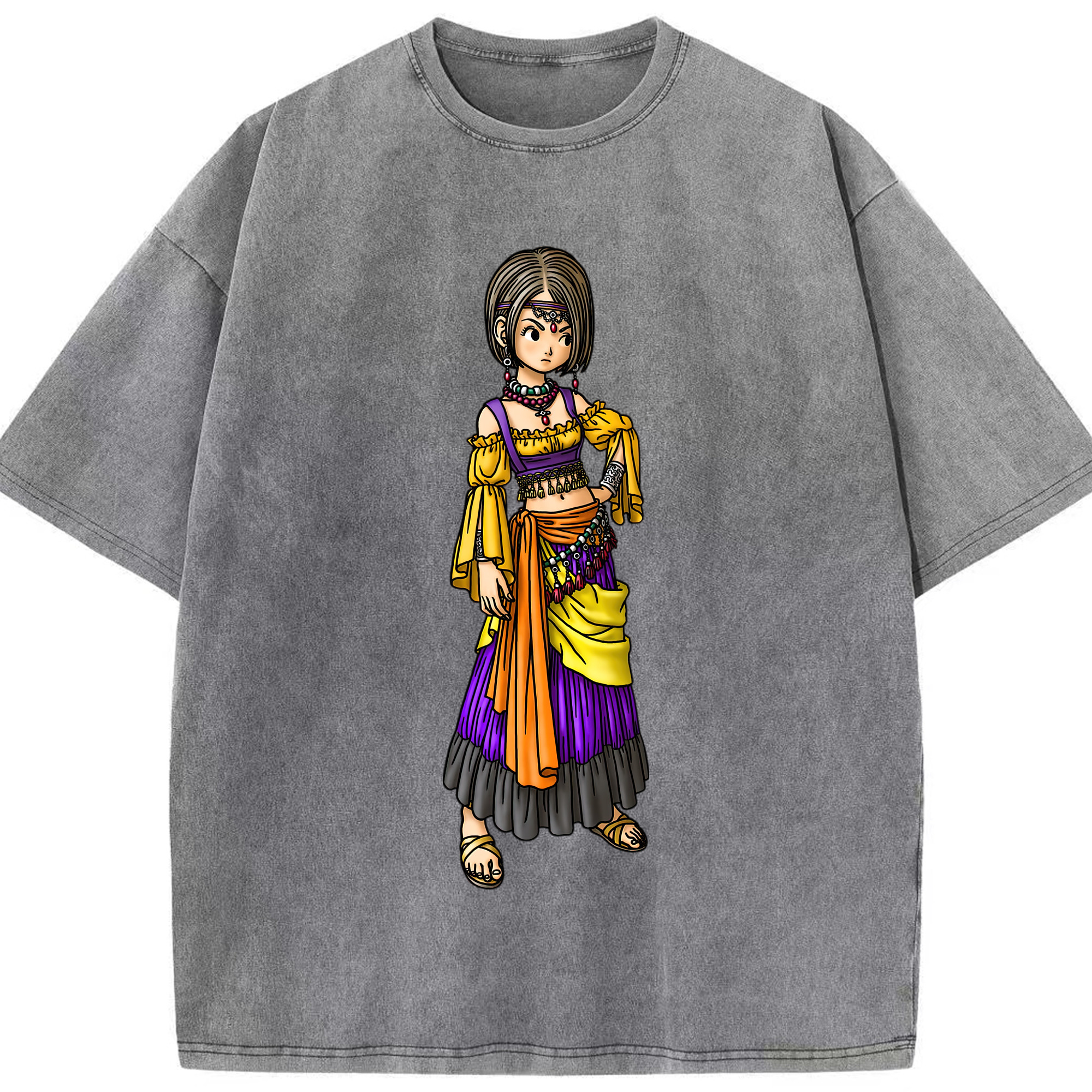 （画像用） ドラゴンクエスト Doragon Kuesuto Dragon Quest 綿100% ヴィンテージ風 半袖Tシャツ（フロントプリント）