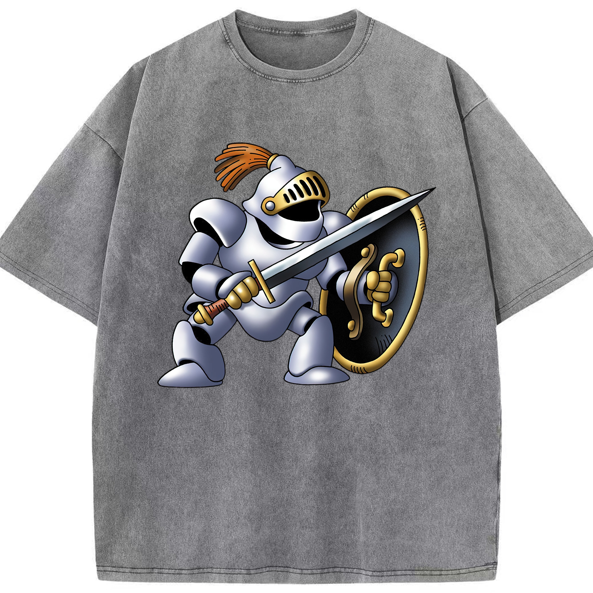 （画像用） ドラゴンクエスト Doragon Kuesuto Dragon Quest 綿100% ヴィンテージ風 半袖Tシャツ（フロントプリント）