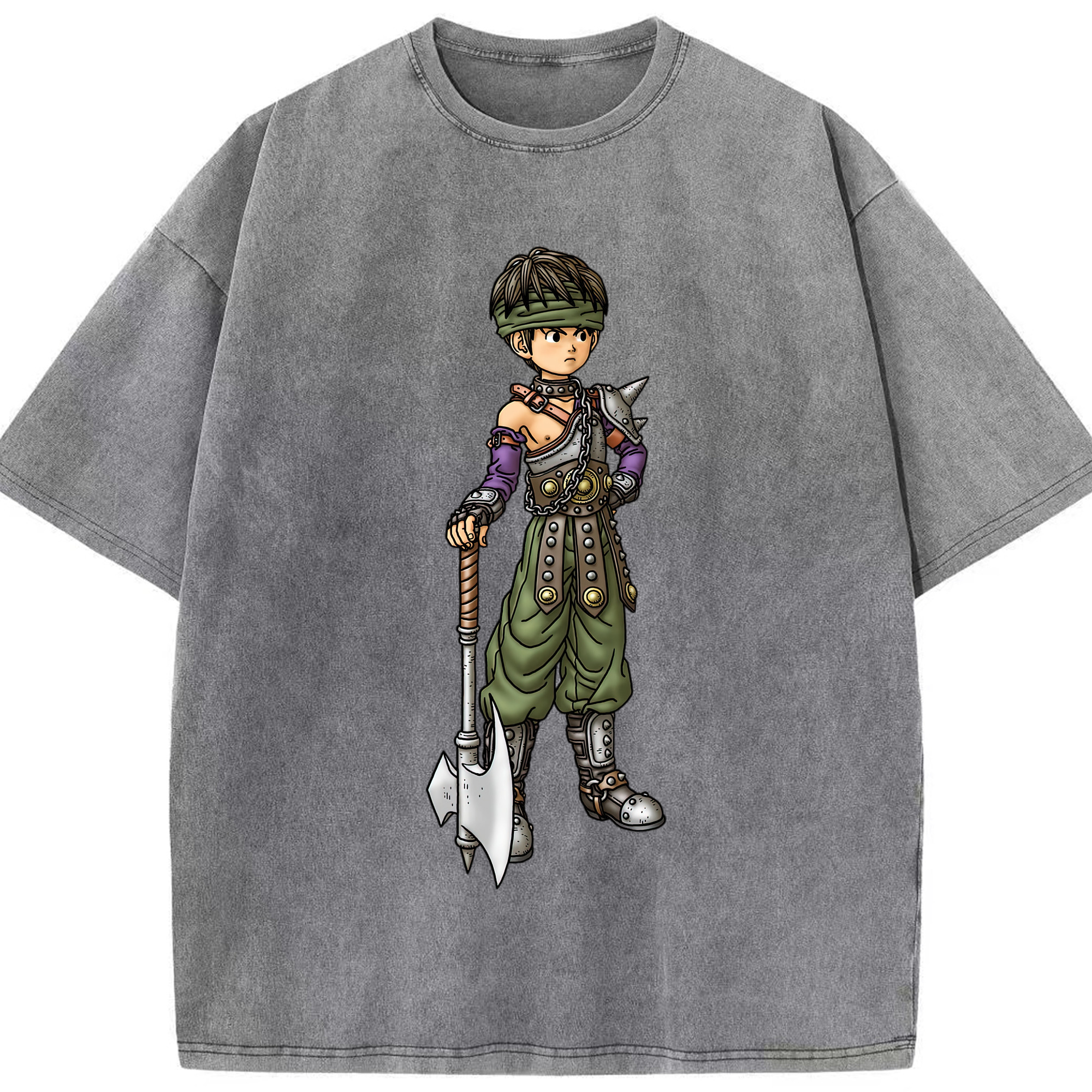 （画像用） ドラゴンクエスト Doragon Kuesuto Dragon Quest 綿100% ヴィンテージ風 半袖Tシャツ（フロントプリント）