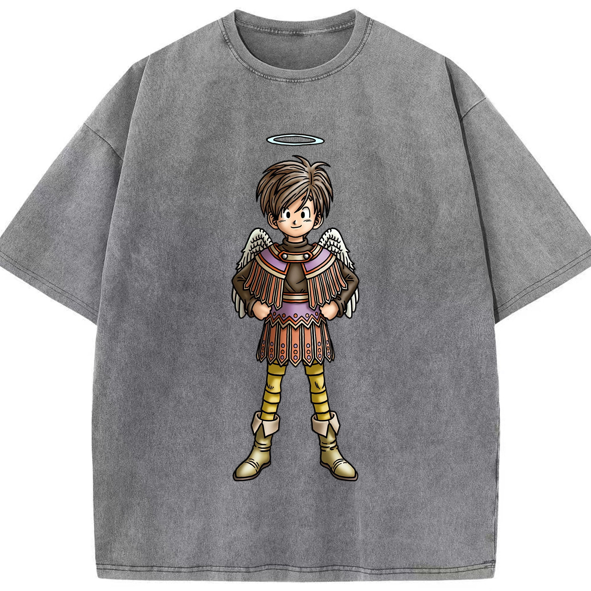 （画像用） ドラゴンクエスト Doragon Kuesuto Dragon Quest 綿100% ヴィンテージ風 半袖Tシャツ（フロントプリント）