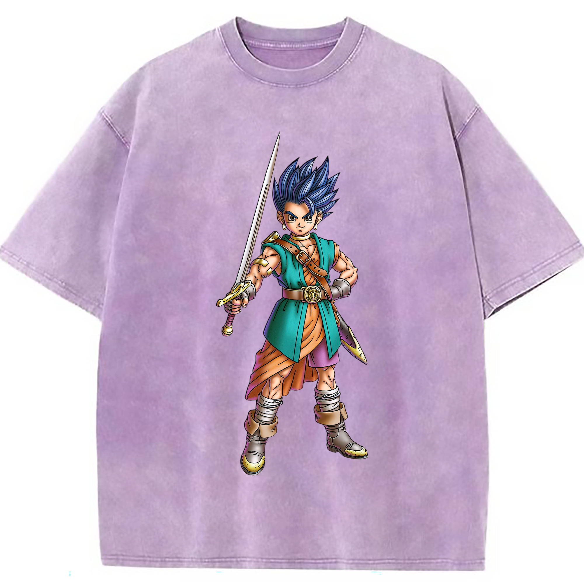 （画像用） ドラゴンクエスト Doragon Kuesuto Dragon Quest 綿100% ヴィンテージ風 半袖Tシャツ（フロントプリント）