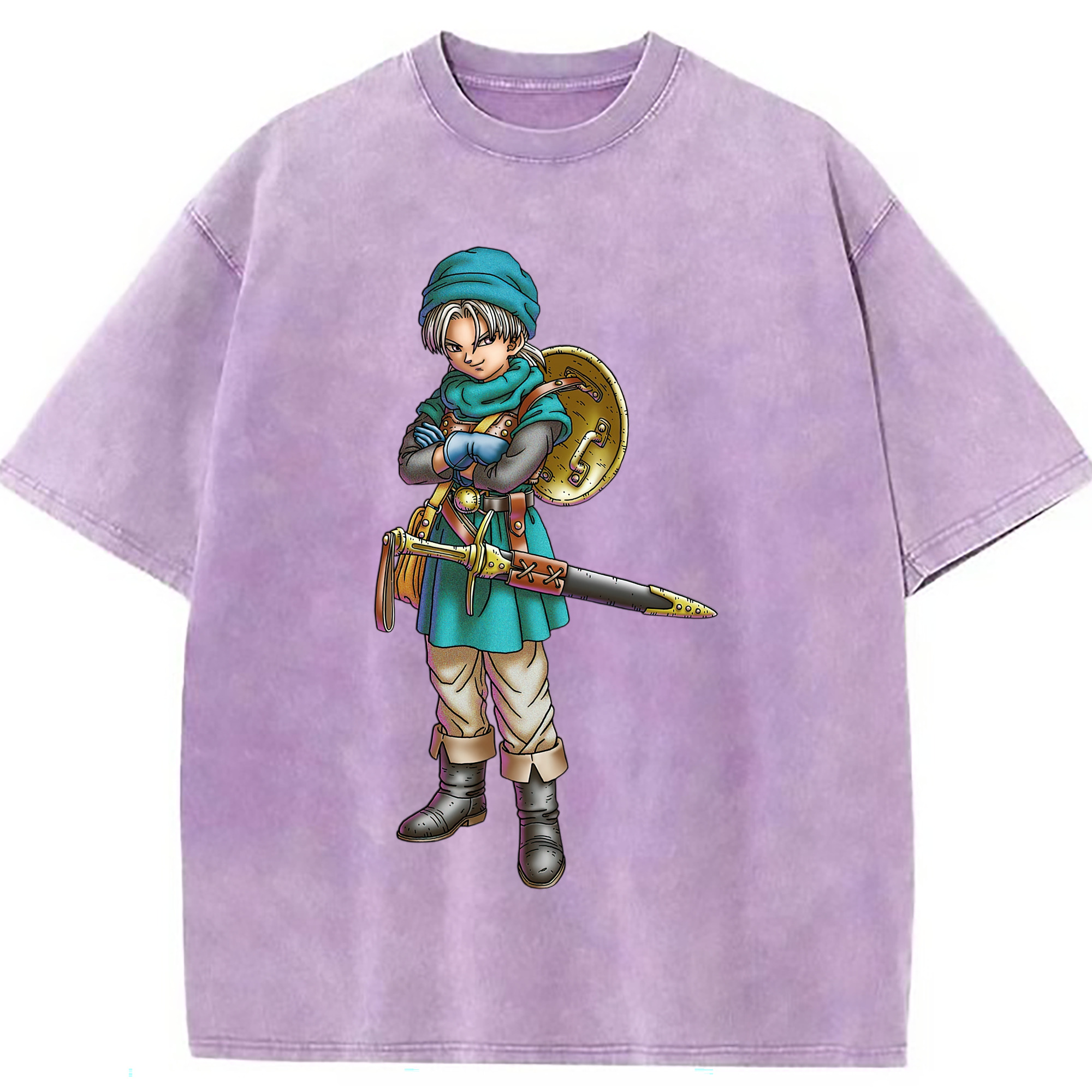 （画像用） ドラゴンクエスト Doragon Kuesuto Dragon Quest 綿100% ヴィンテージ風 半袖Tシャツ（フロントプリント）