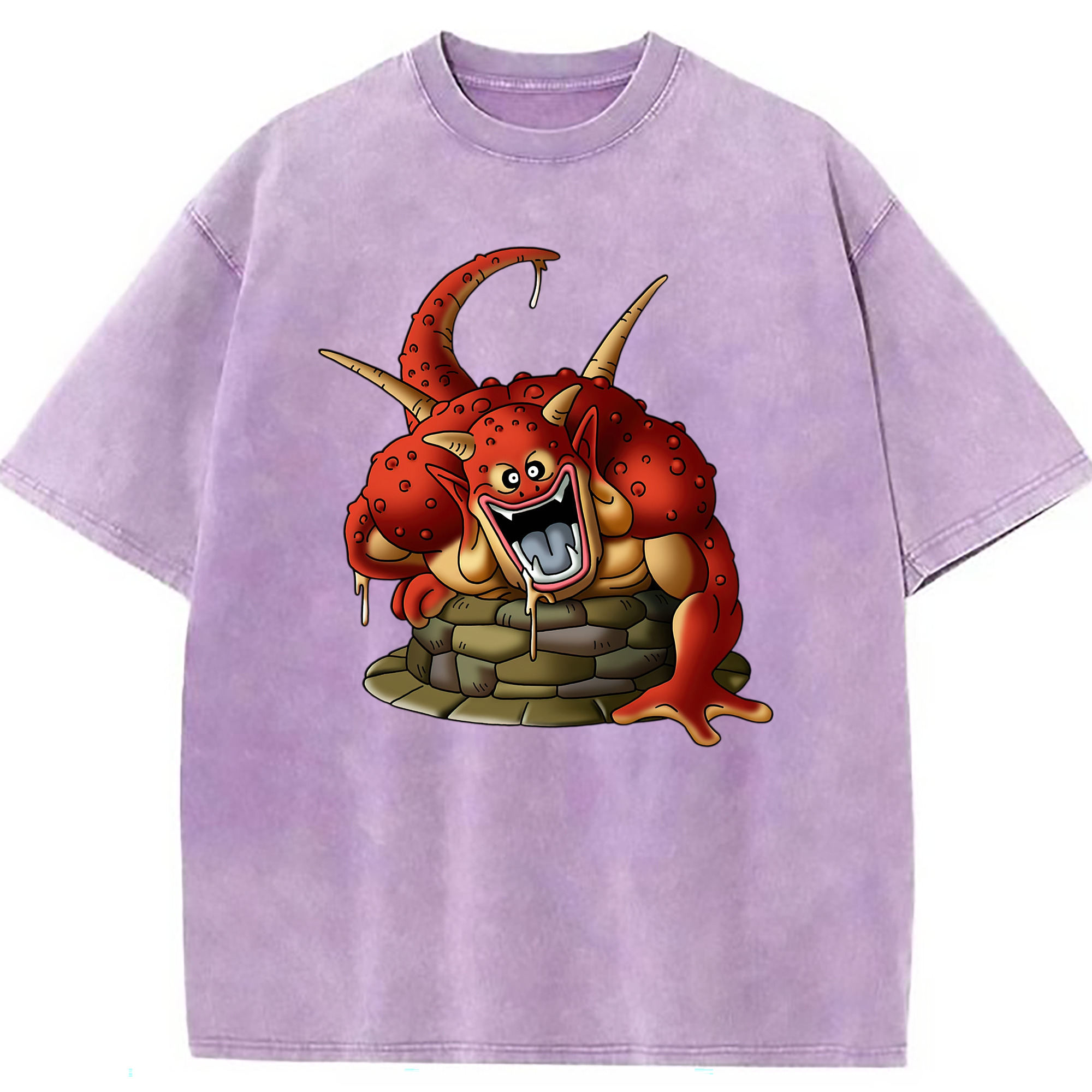（画像用） ドラゴンクエスト Doragon Kuesuto Dragon Quest 綿100% ヴィンテージ風 半袖Tシャツ（フロントプリント）