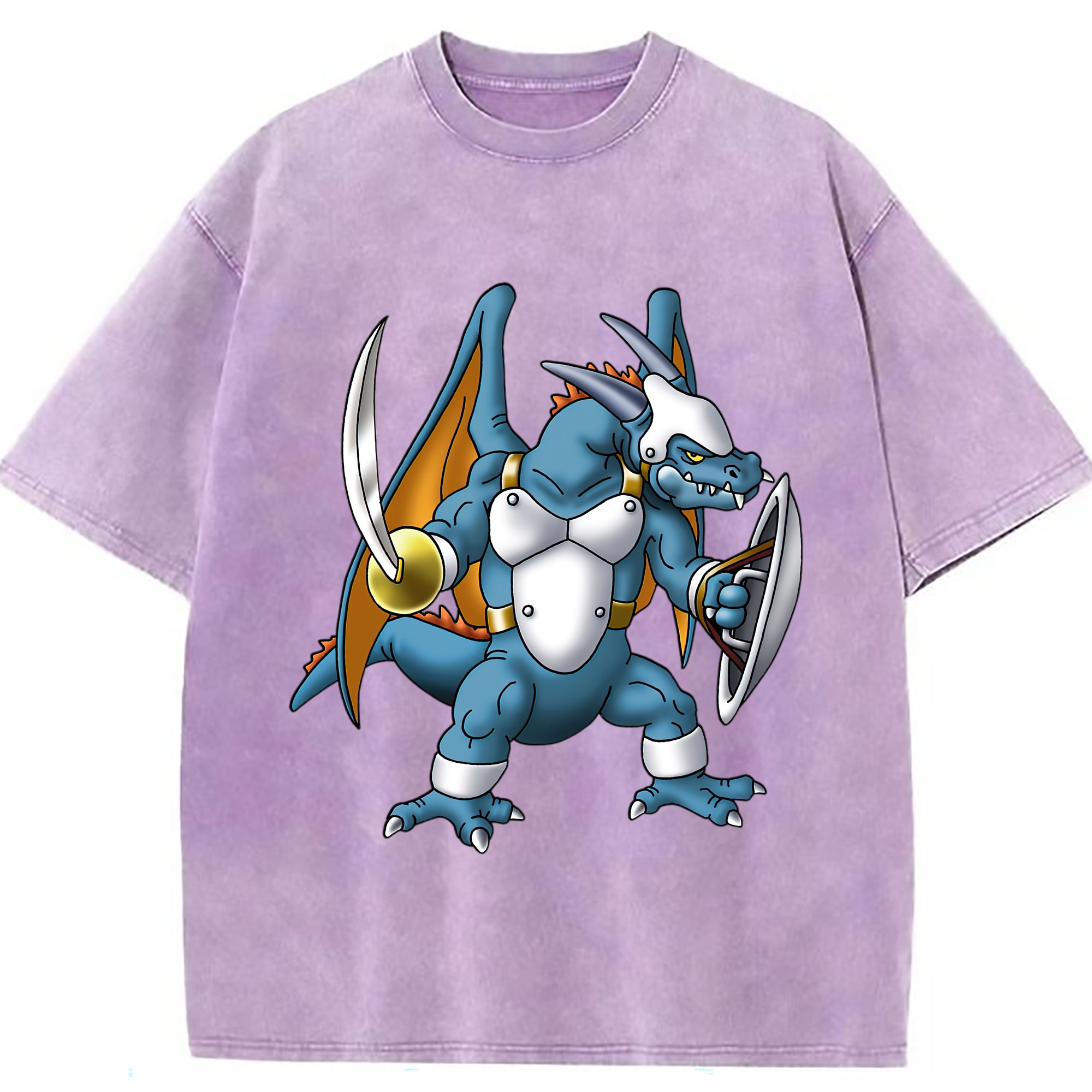 （画像用） ドラゴンクエスト Doragon Kuesuto Dragon Quest 綿100% ヴィンテージ風 半袖Tシャツ（フロントプリント）