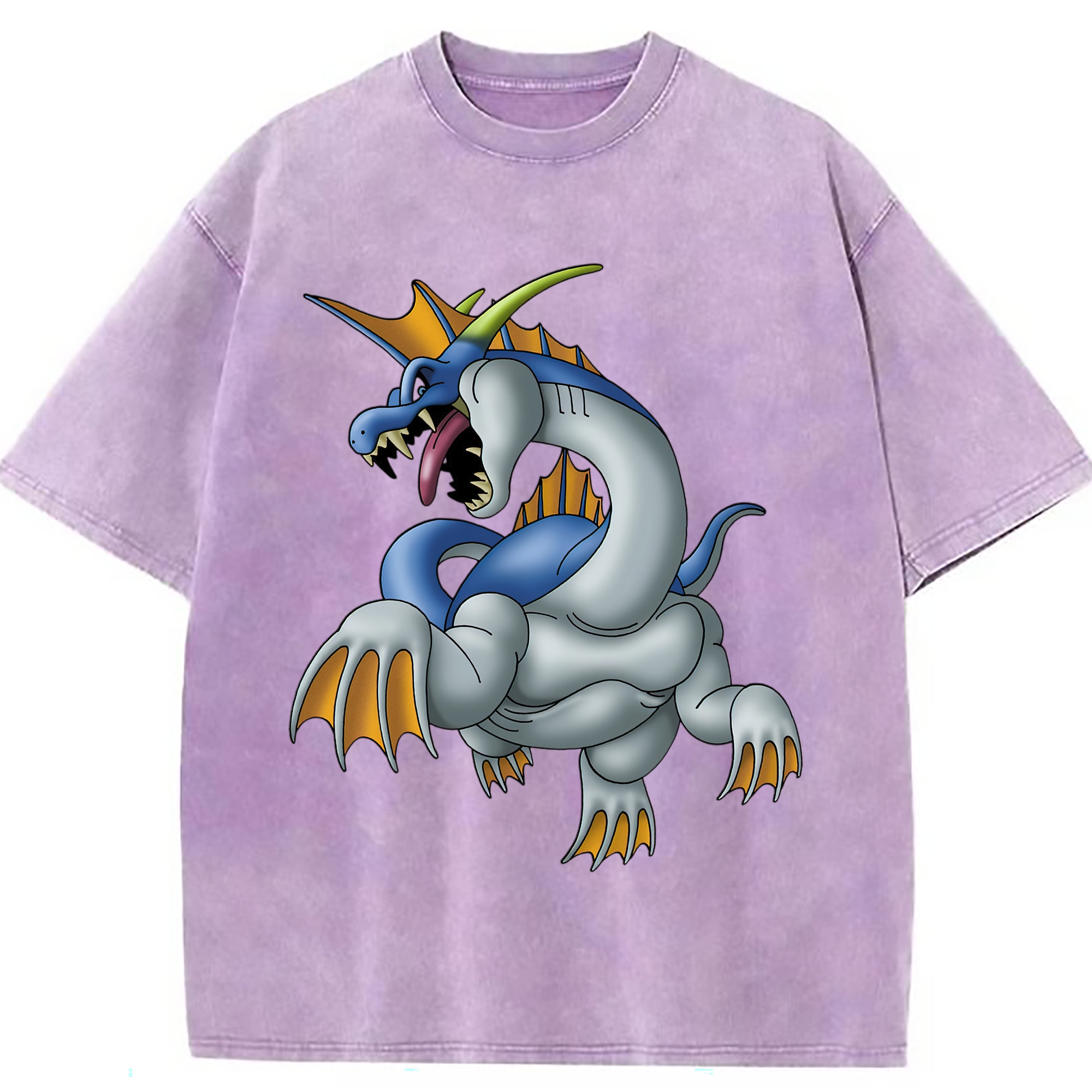 （画像用） ドラゴンクエスト Doragon Kuesuto Dragon Quest 綿100% ヴィンテージ風 半袖Tシャツ（フロントプリント）