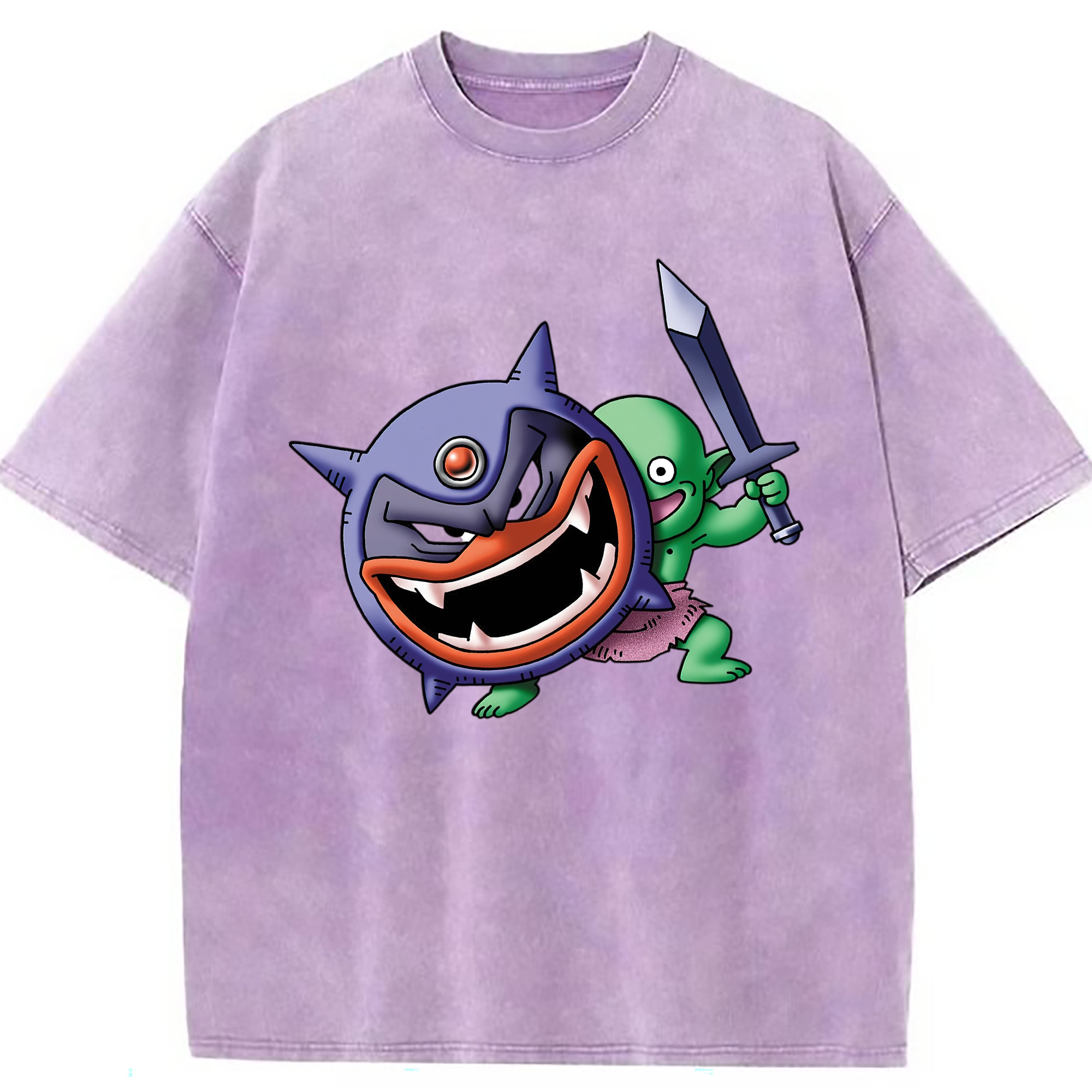 （画像用） ドラゴンクエスト Doragon Kuesuto Dragon Quest 綿100% ヴィンテージ風 半袖Tシャツ（フロントプリント）