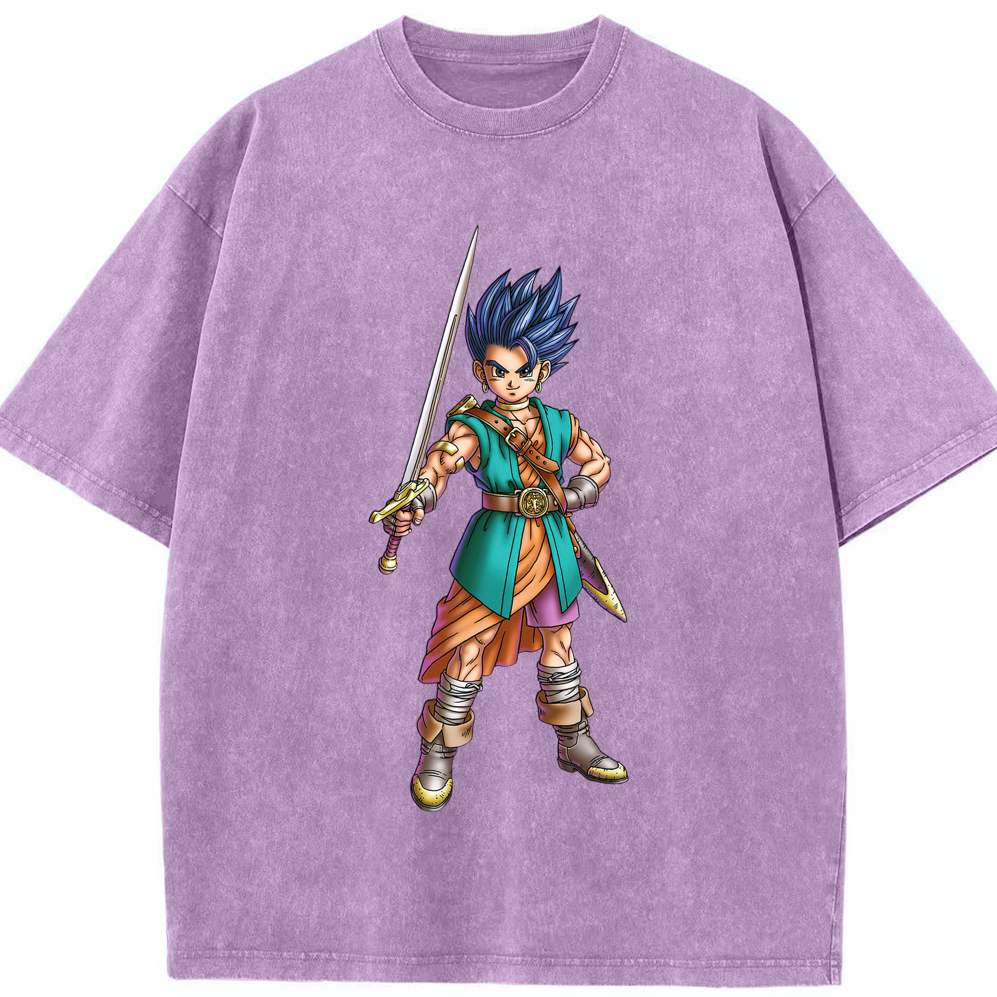 （画像用） ドラゴンクエスト Doragon Kuesuto Dragon Quest 綿100% ヴィンテージ風 半袖Tシャツ（フロントプリント）