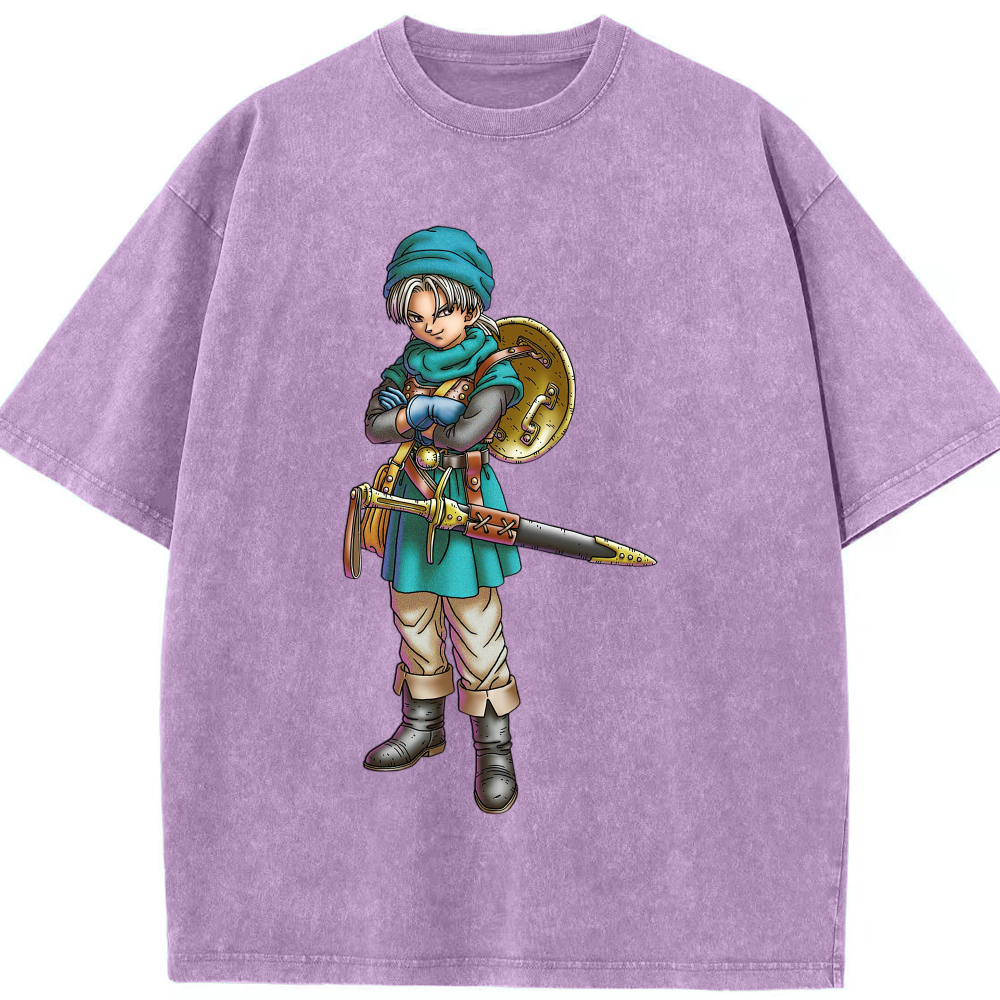 （画像用） ドラゴンクエスト Doragon Kuesuto Dragon Quest 綿100% ヴィンテージ風 半袖Tシャツ（フロントプリント）
