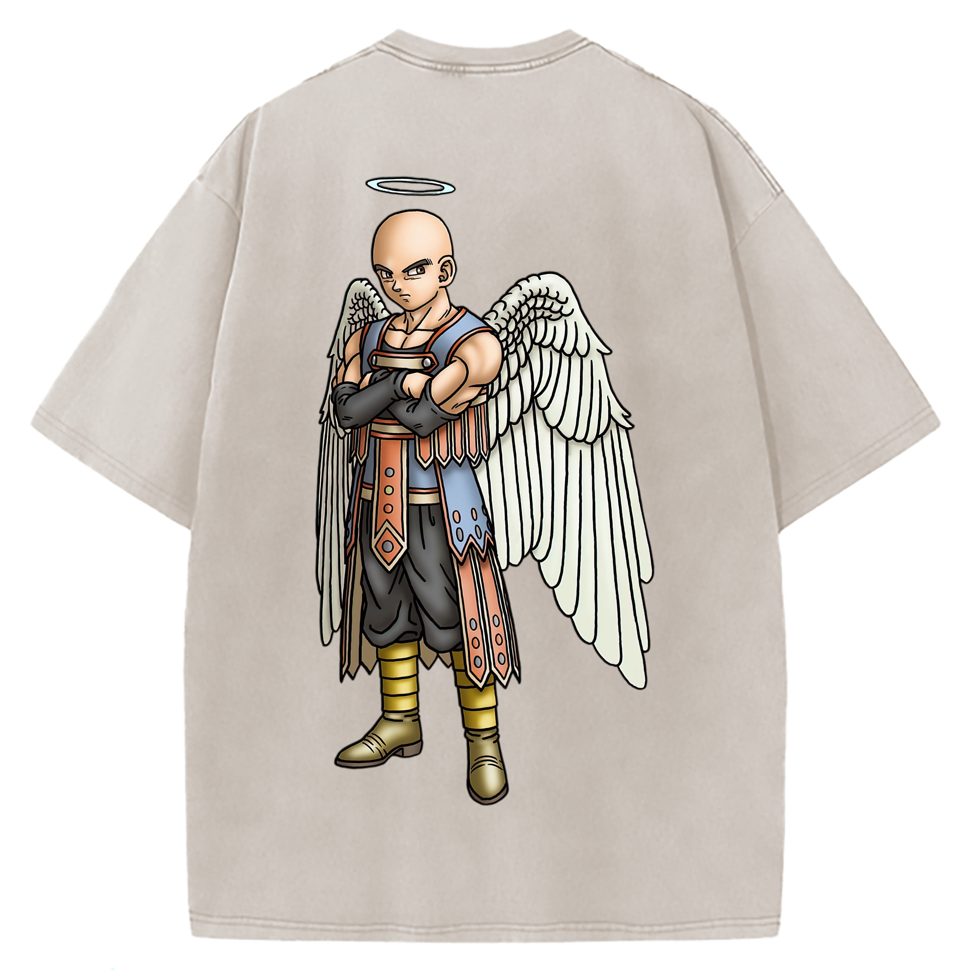 （画像用） ドラゴンクエスト Doragon Kuesuto Dragon Quest 綿100% ヴィンテージ風 半袖Tシャツ（背面プリント）