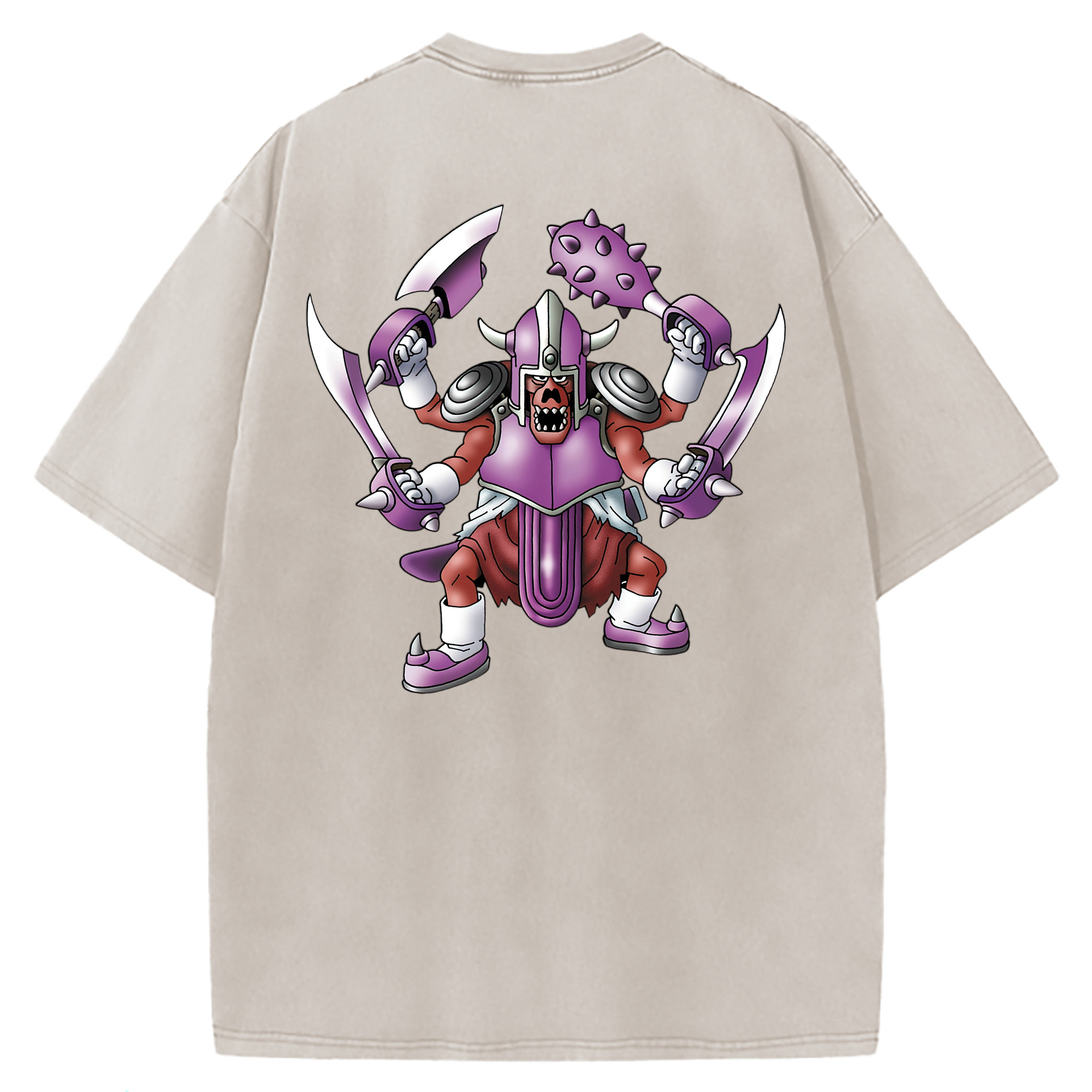 （画像用） ドラゴンクエスト Doragon Kuesuto Dragon Quest 綿100% ヴィンテージ風 半袖Tシャツ（背面プリント）
