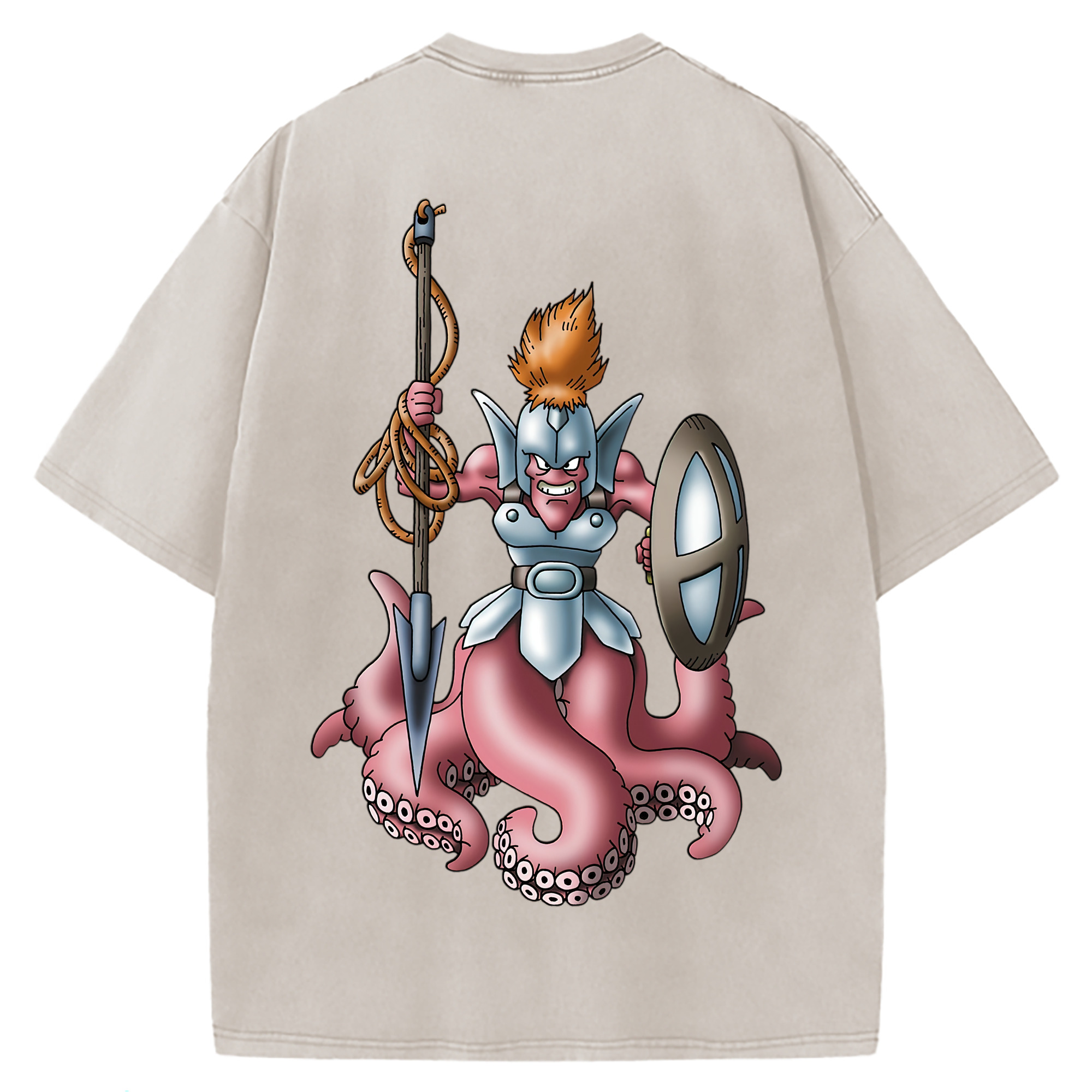 （画像用） ドラゴンクエスト Doragon Kuesuto Dragon Quest 綿100% ヴィンテージ風 半袖Tシャツ（背面プリント）