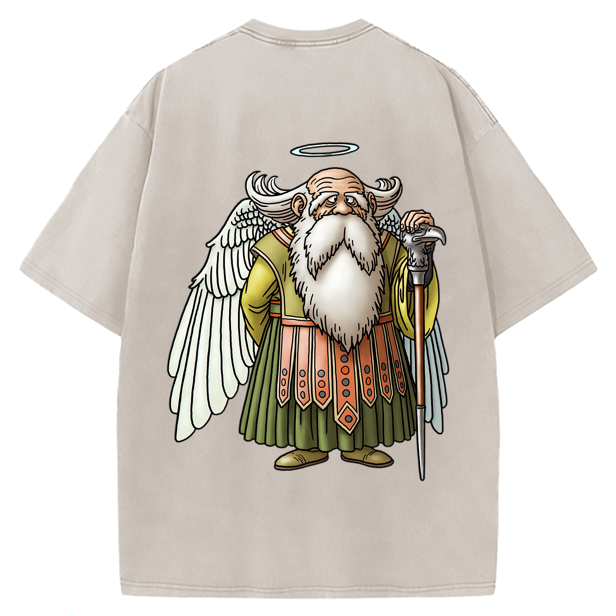 （画像用） ドラゴンクエスト Doragon Kuesuto Dragon Quest 綿100% ヴィンテージ風 半袖Tシャツ（背面プリント）