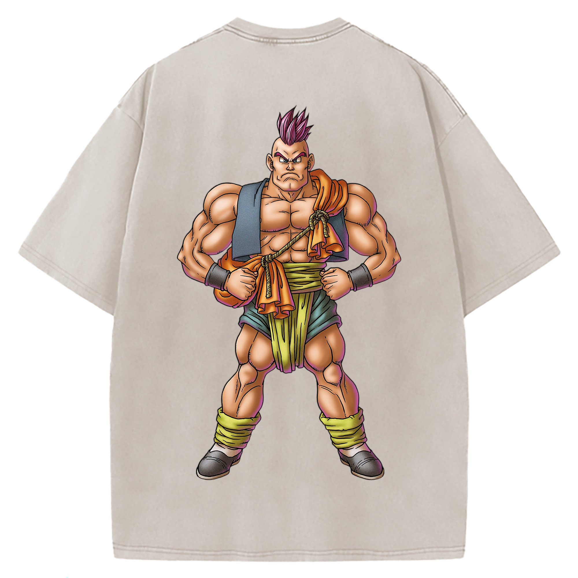 （画像用） ドラゴンクエスト Doragon Kuesuto Dragon Quest 綿100% ヴィンテージ風 半袖Tシャツ（背面プリント）