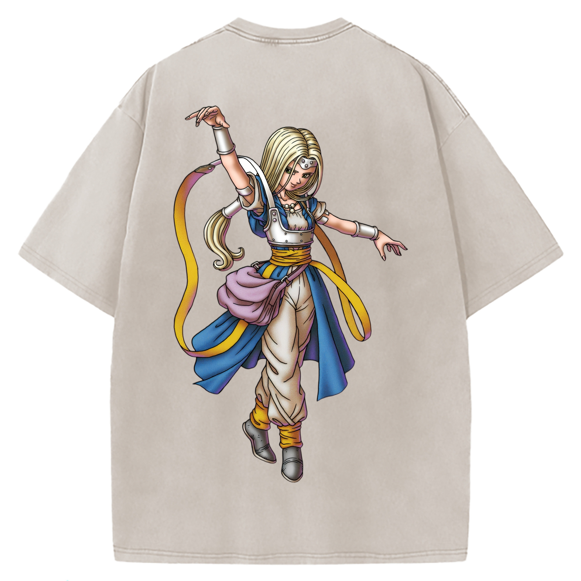 （画像用） ドラゴンクエスト Doragon Kuesuto Dragon Quest 綿100% ヴィンテージ風 半袖Tシャツ（背面プリント）