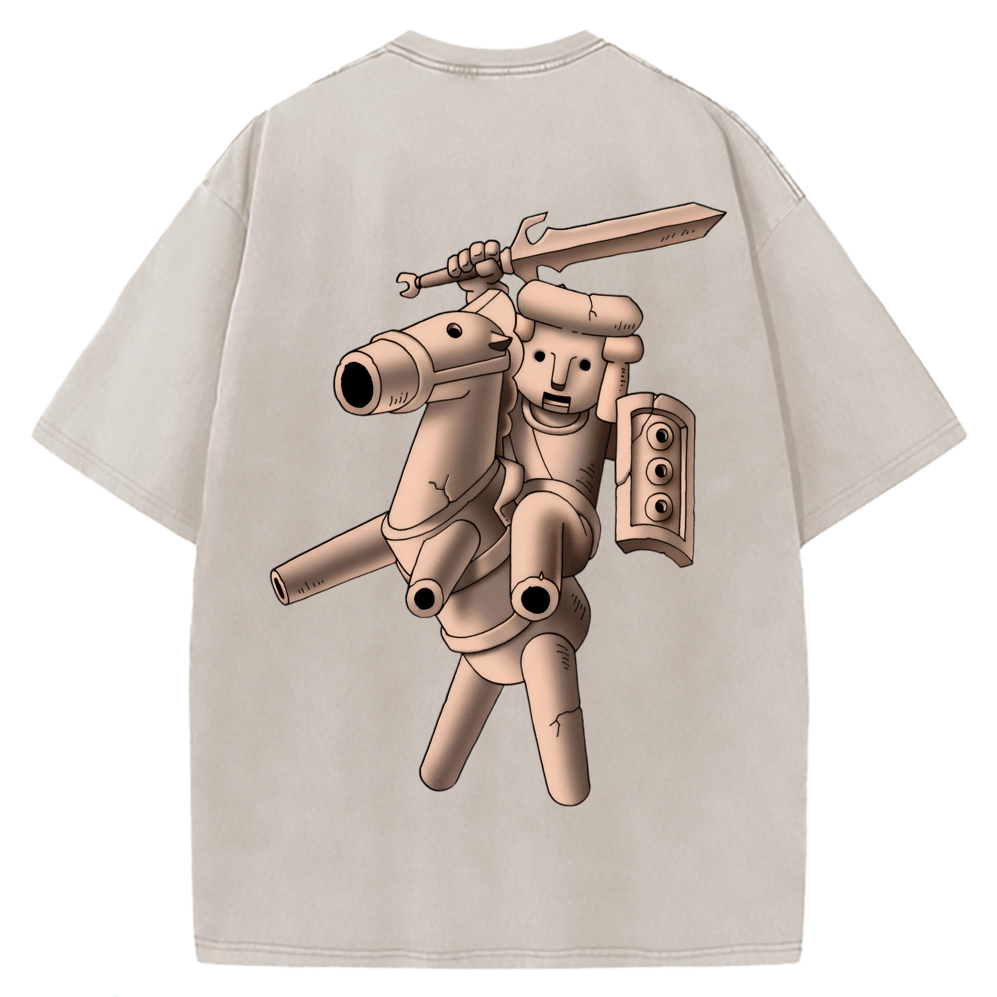 （画像用） ドラゴンクエスト Doragon Kuesuto Dragon Quest 綿100% ヴィンテージ風 半袖Tシャツ（背面プリント）