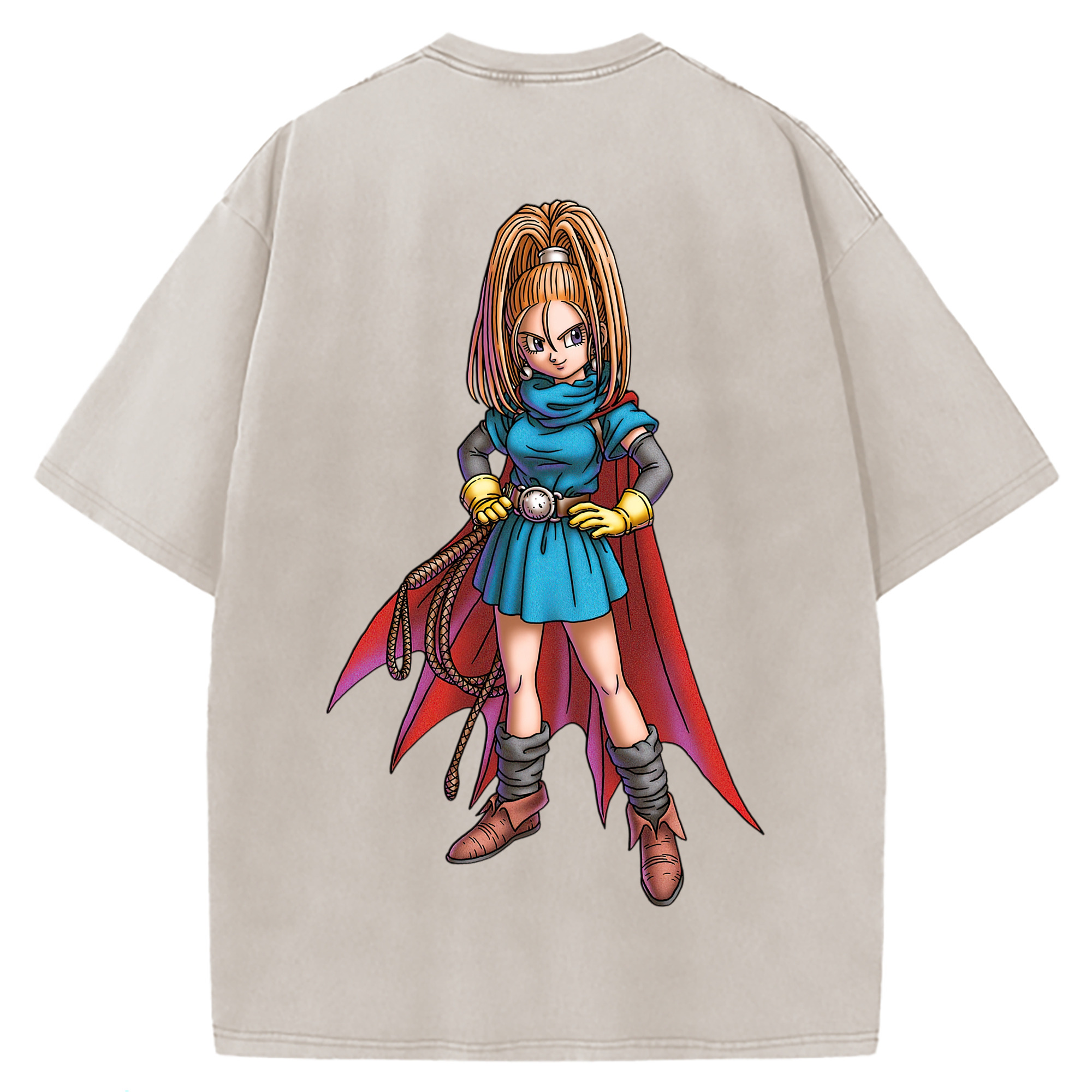 （画像用） ドラゴンクエスト Doragon Kuesuto Dragon Quest 綿100% ヴィンテージ風 半袖Tシャツ（背面プリント）