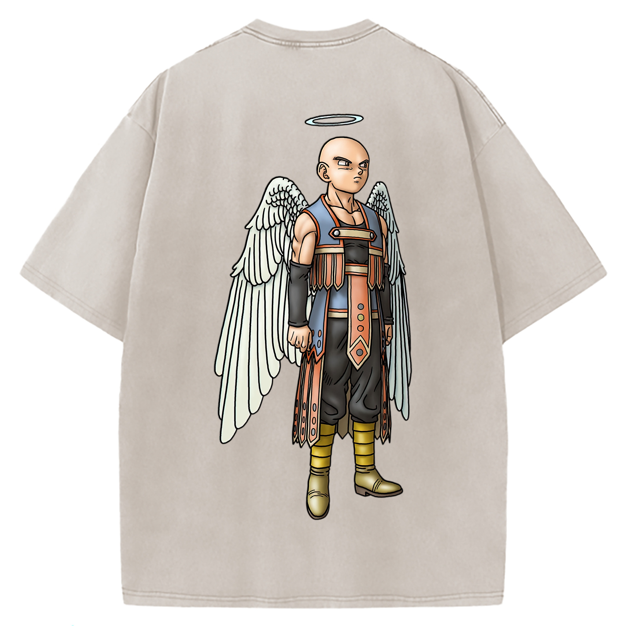 （画像用） ドラゴンクエスト Doragon Kuesuto Dragon Quest 綿100% ヴィンテージ風 半袖Tシャツ（背面プリント）