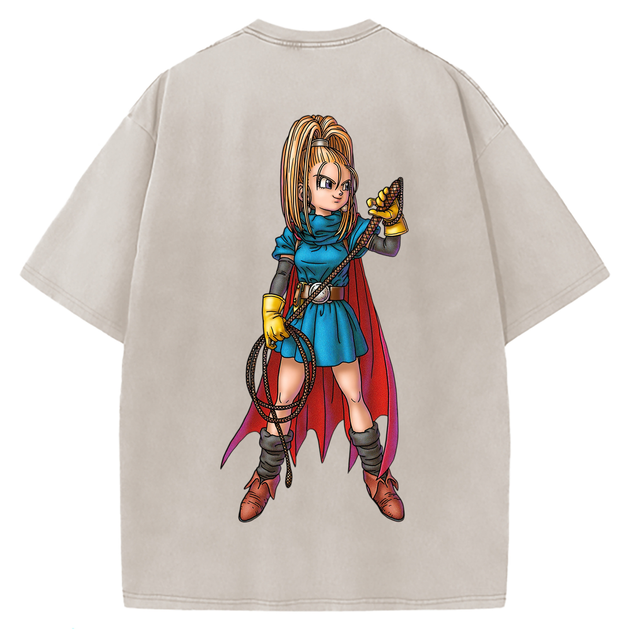 （画像用） ドラゴンクエスト Doragon Kuesuto Dragon Quest 綿100% ヴィンテージ風 半袖Tシャツ（背面プリント）