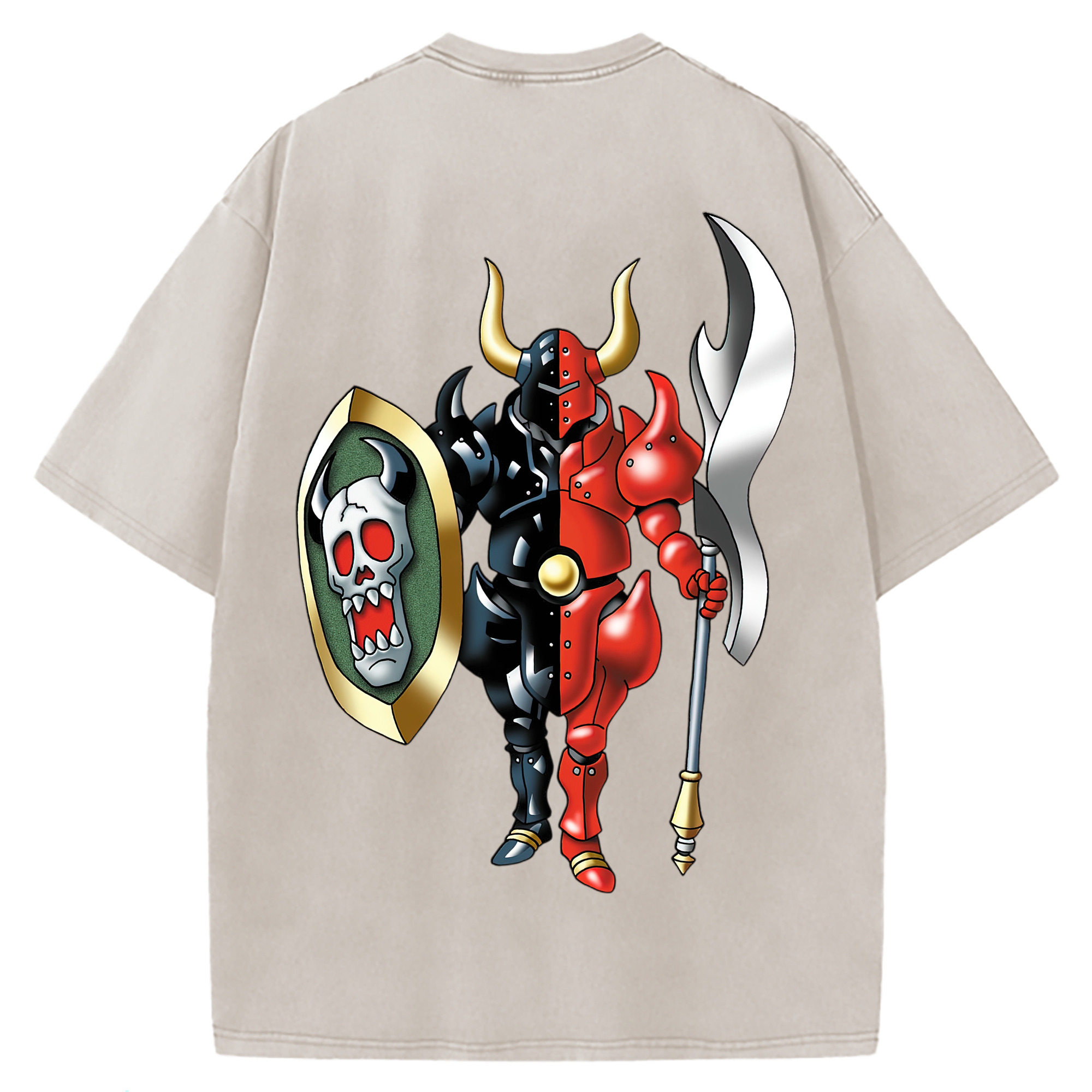 （画像用） ドラゴンクエスト Doragon Kuesuto Dragon Quest 綿100% ヴィンテージ風 半袖Tシャツ（背面プリント）
