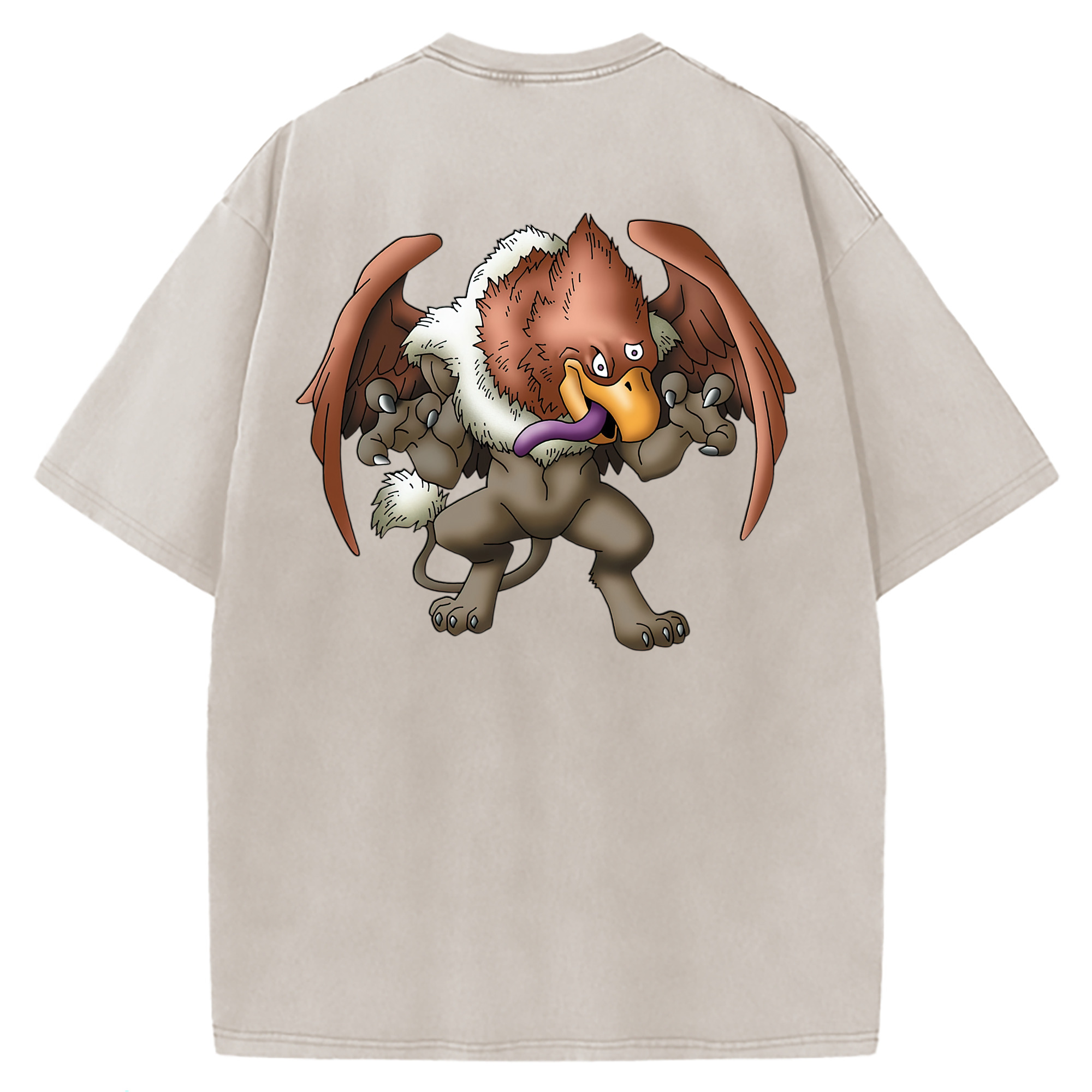 （画像用） ドラゴンクエスト Doragon Kuesuto Dragon Quest 綿100% ヴィンテージ風 半袖Tシャツ（背面プリント）