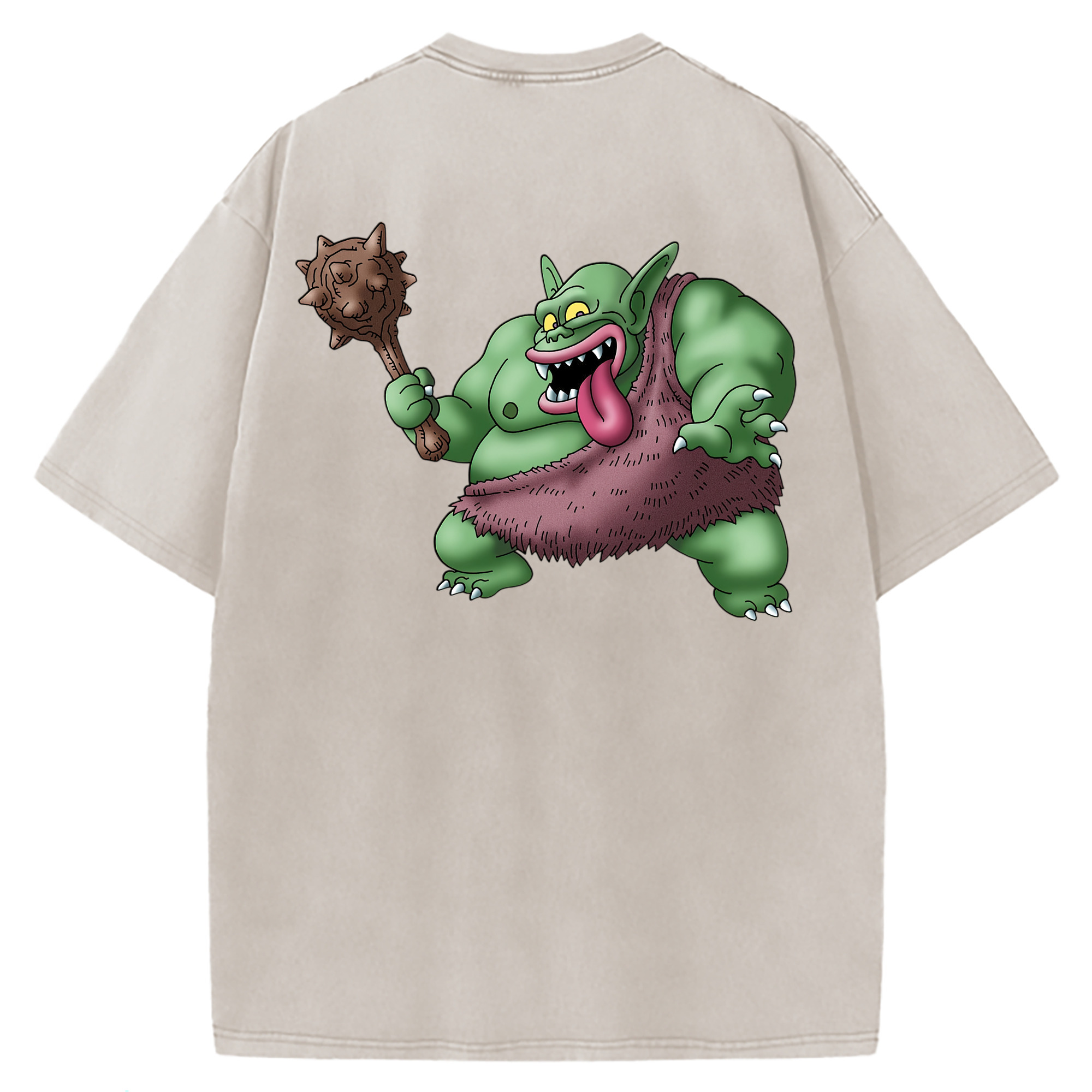 （画像用） ドラゴンクエスト Doragon Kuesuto Dragon Quest 綿100% ヴィンテージ風 半袖Tシャツ（背面プリント）