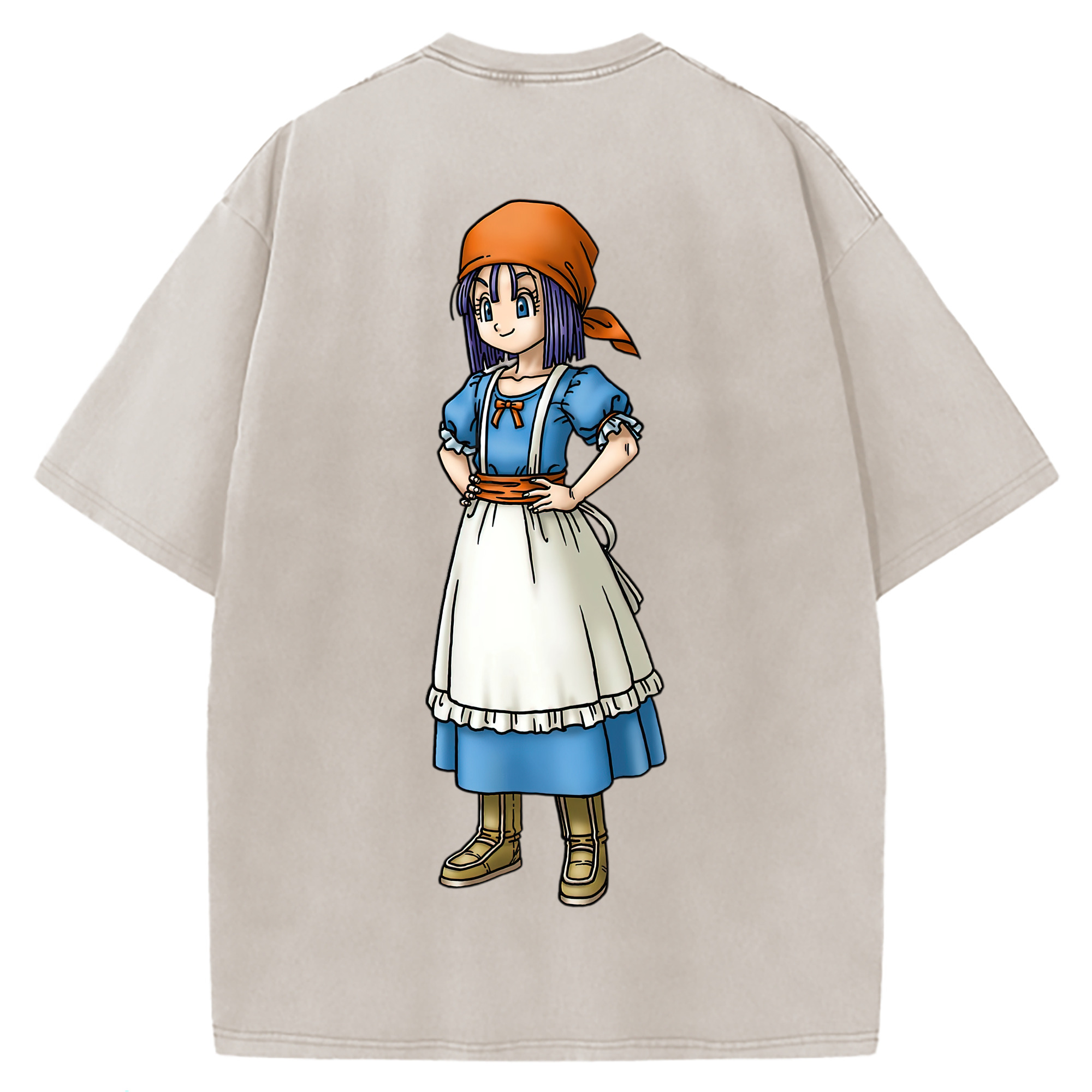 （画像用） ドラゴンクエスト Doragon Kuesuto Dragon Quest 綿100% ヴィンテージ風 半袖Tシャツ（背面プリント）
