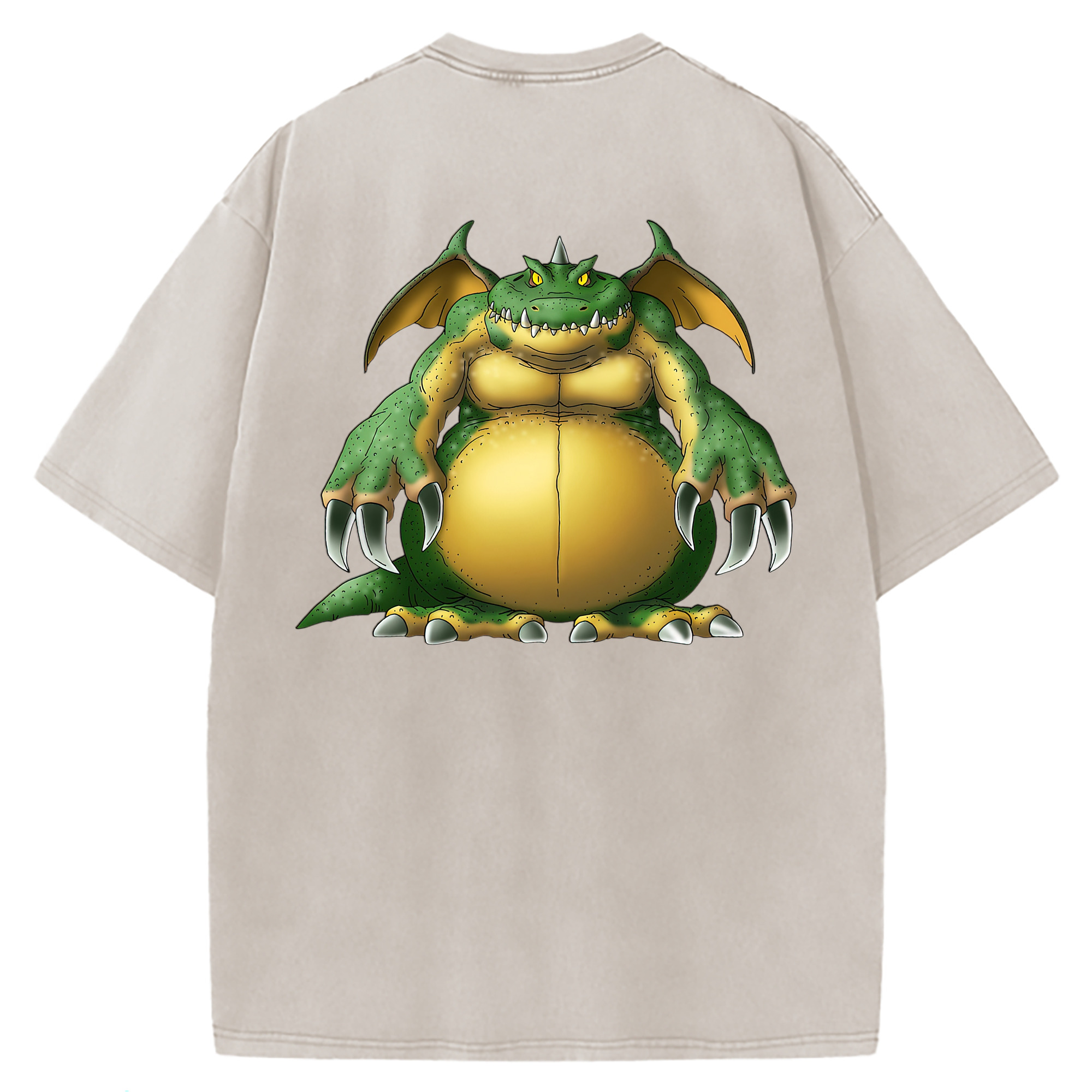 （画像用） ドラゴンクエスト Doragon Kuesuto Dragon Quest 綿100% ヴィンテージ風 半袖Tシャツ（背面プリント）