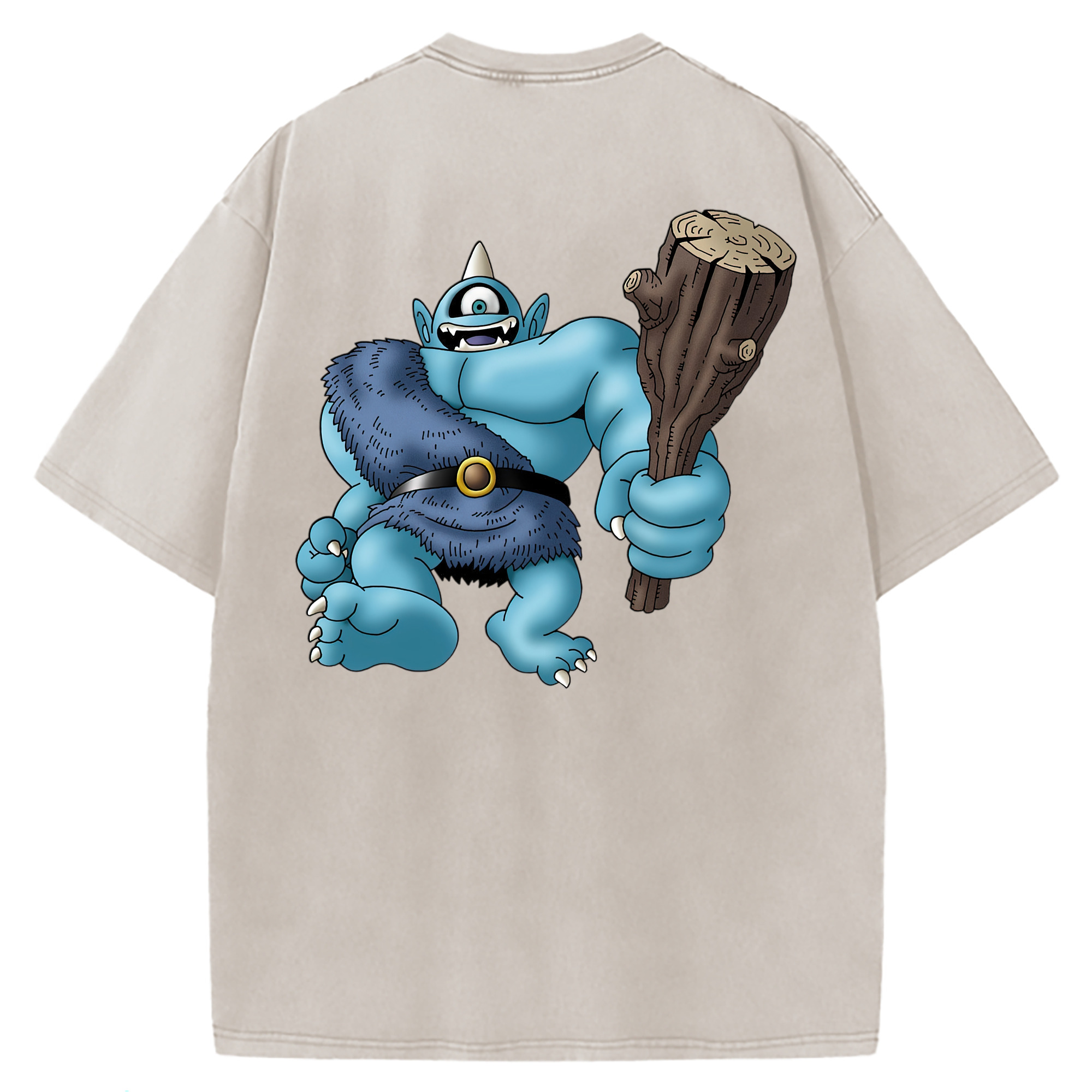 （画像用） ドラゴンクエスト Doragon Kuesuto Dragon Quest 綿100% ヴィンテージ風 半袖Tシャツ（背面プリント）