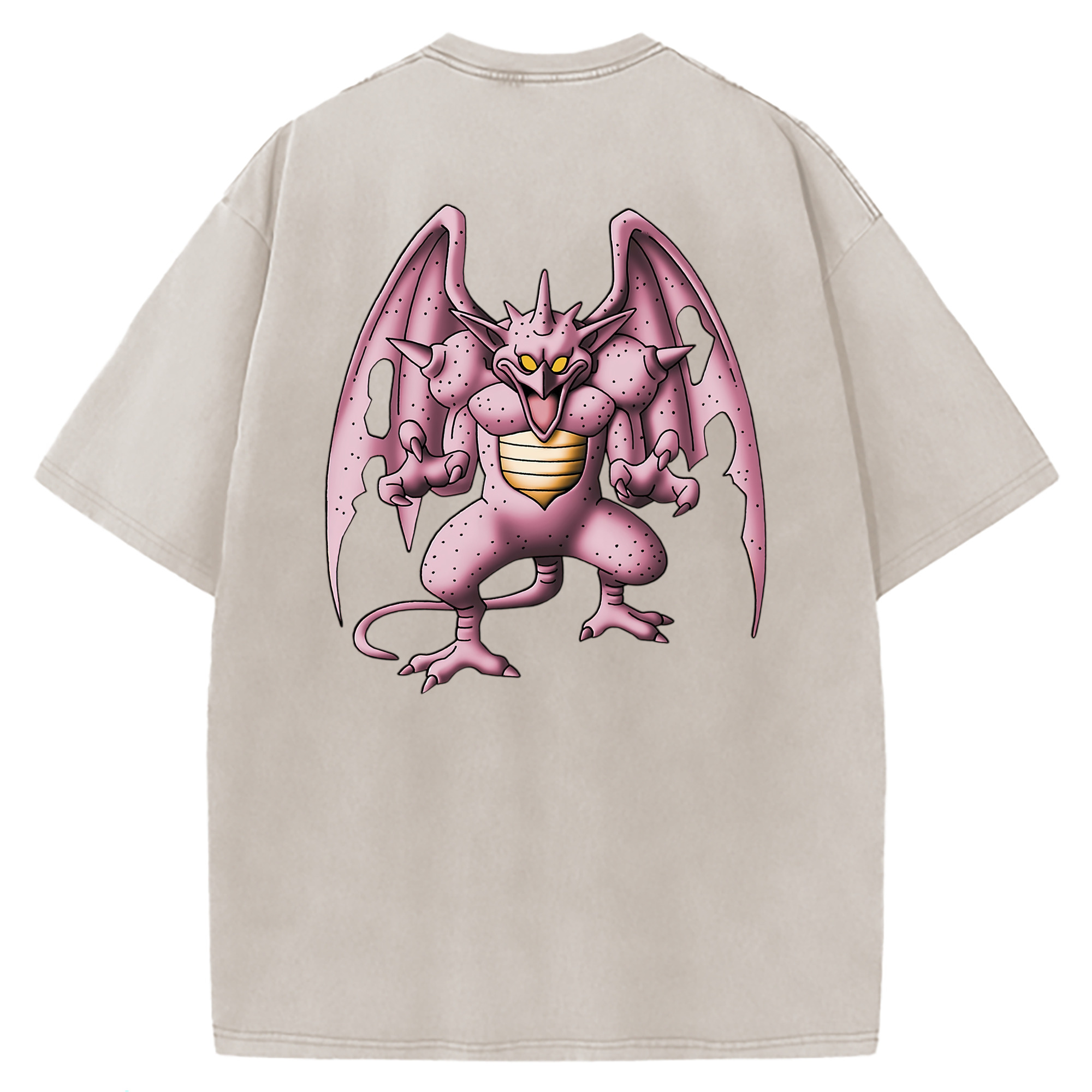 （画像用） ドラゴンクエスト Doragon Kuesuto Dragon Quest 綿100% ヴィンテージ風 半袖Tシャツ（背面プリント）