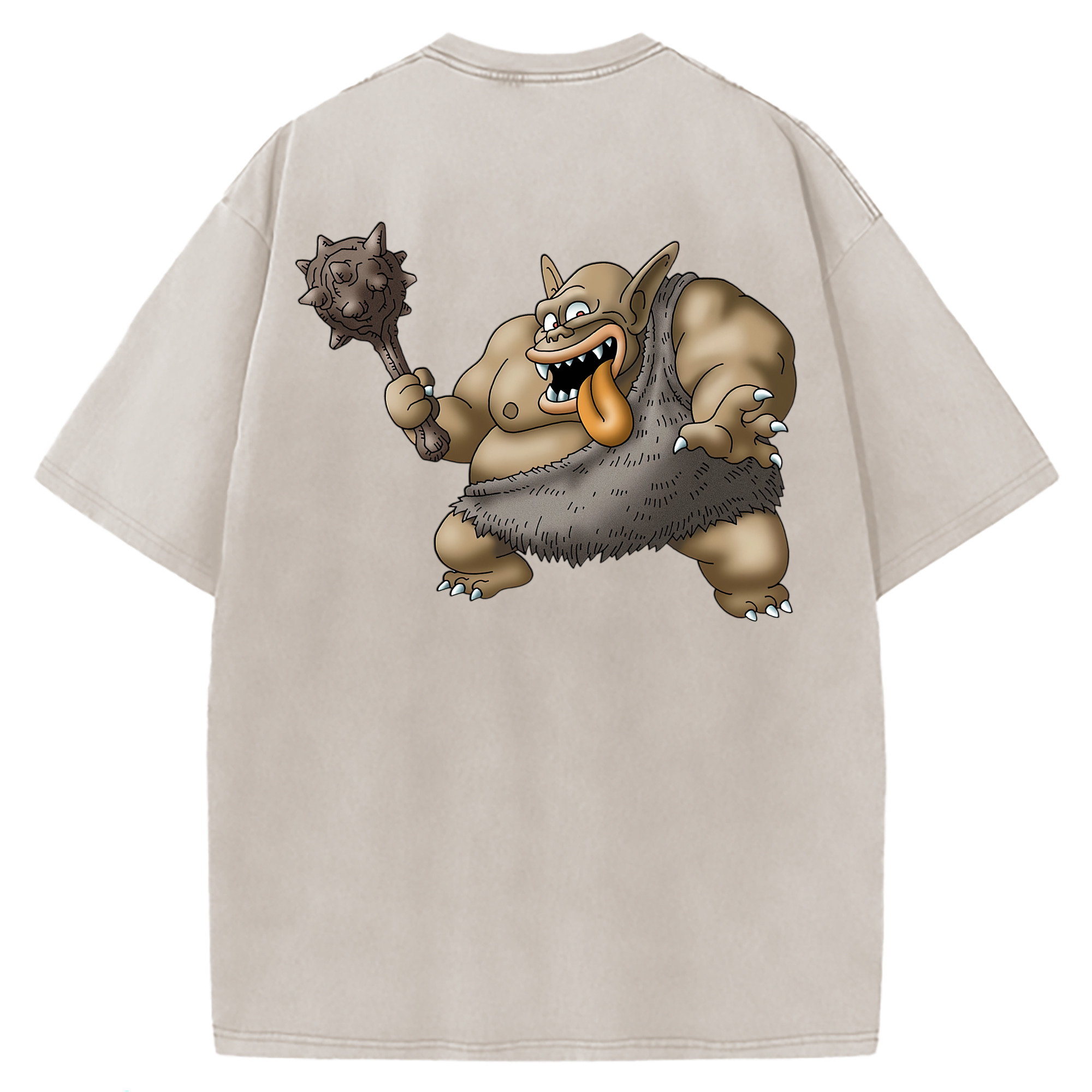 （画像用） ドラゴンクエスト Doragon Kuesuto Dragon Quest 綿100% ヴィンテージ風 半袖Tシャツ（背面プリント）
