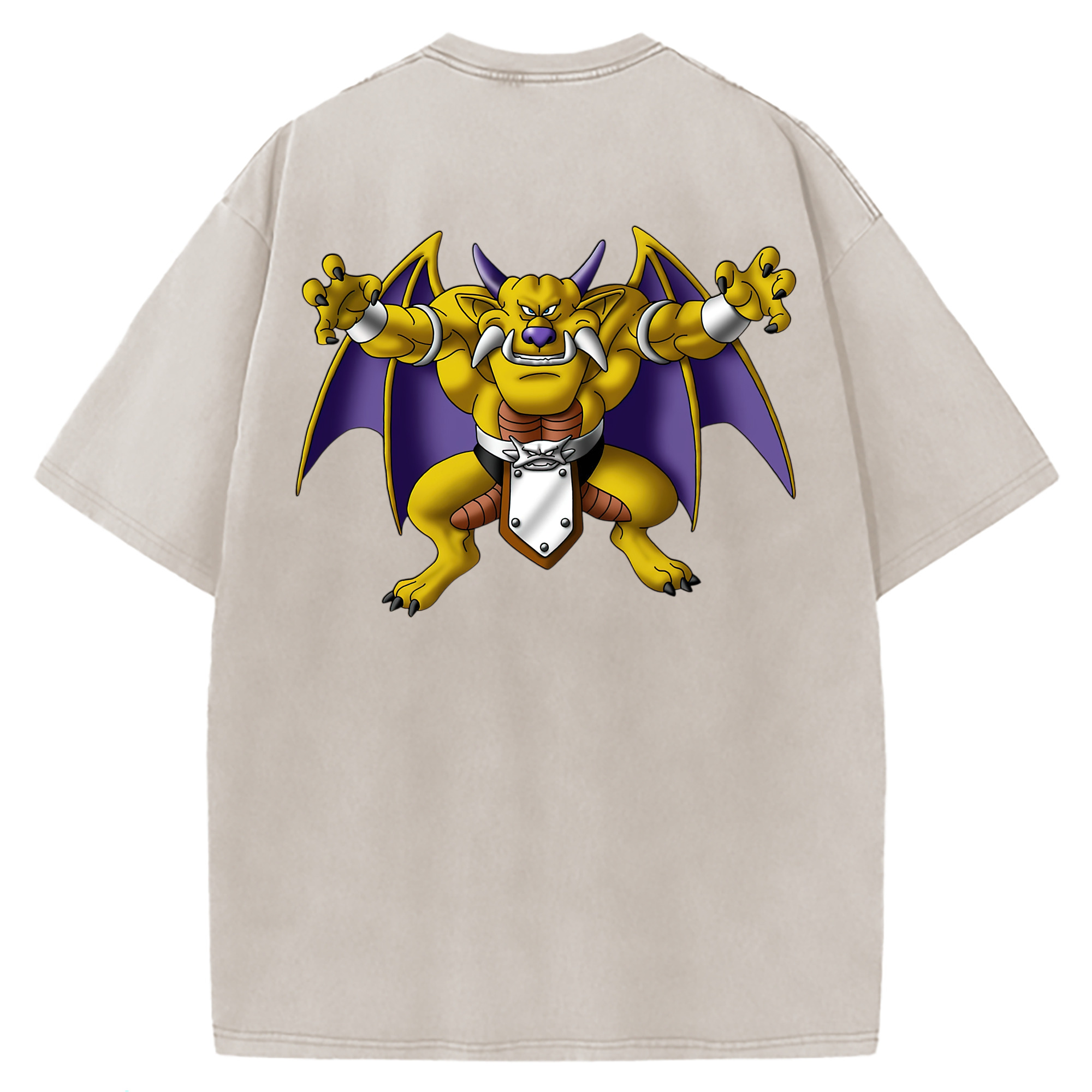 （画像用） ドラゴンクエスト Doragon Kuesuto Dragon Quest 綿100% ヴィンテージ風 半袖Tシャツ（背面プリント）
