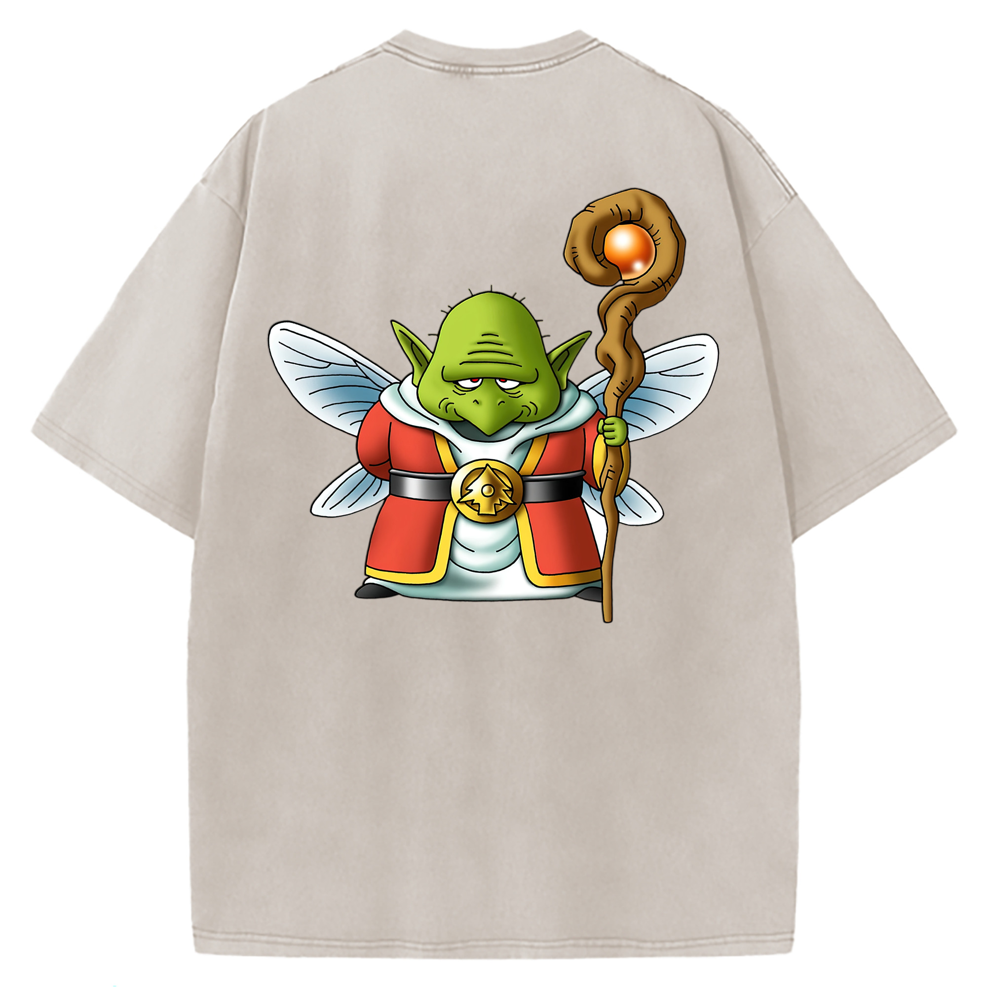 （画像用） ドラゴンクエスト Doragon Kuesuto Dragon Quest 綿100% ヴィンテージ風 半袖Tシャツ（背面プリント）