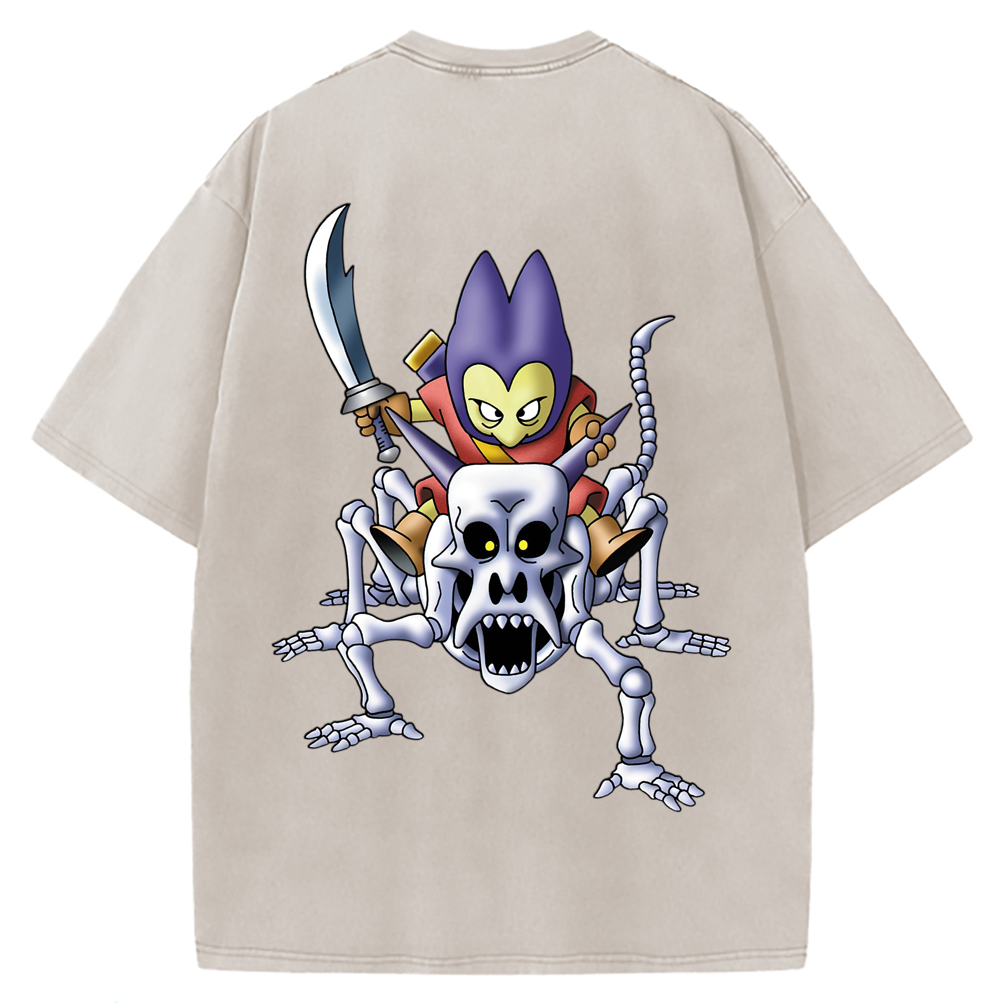 （画像用） ドラゴンクエスト Doragon Kuesuto Dragon Quest 綿100% ヴィンテージ風 半袖Tシャツ（背面プリント）