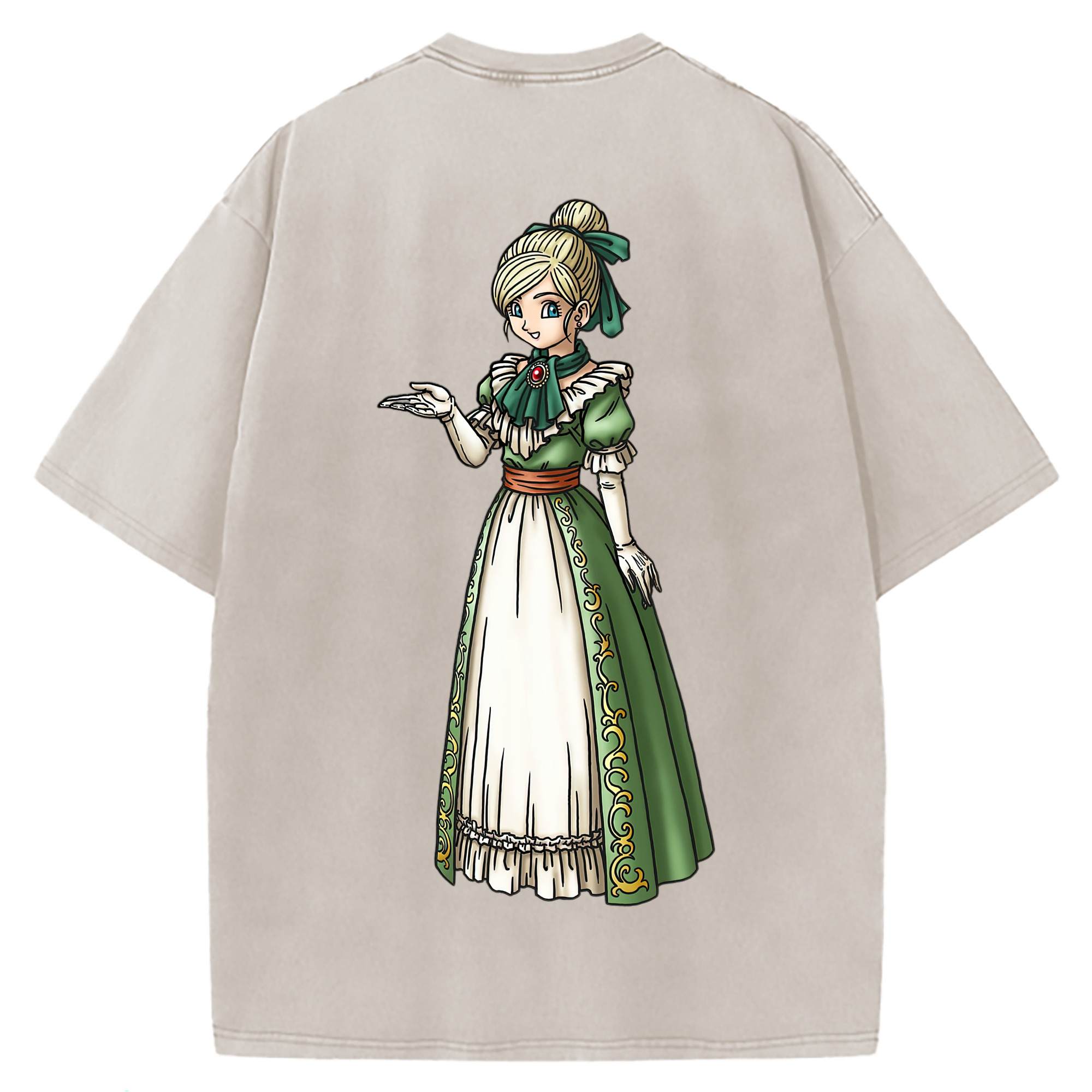 （画像用） ドラゴンクエスト Doragon Kuesuto Dragon Quest 綿100% ヴィンテージ風 半袖Tシャツ（背面プリント）