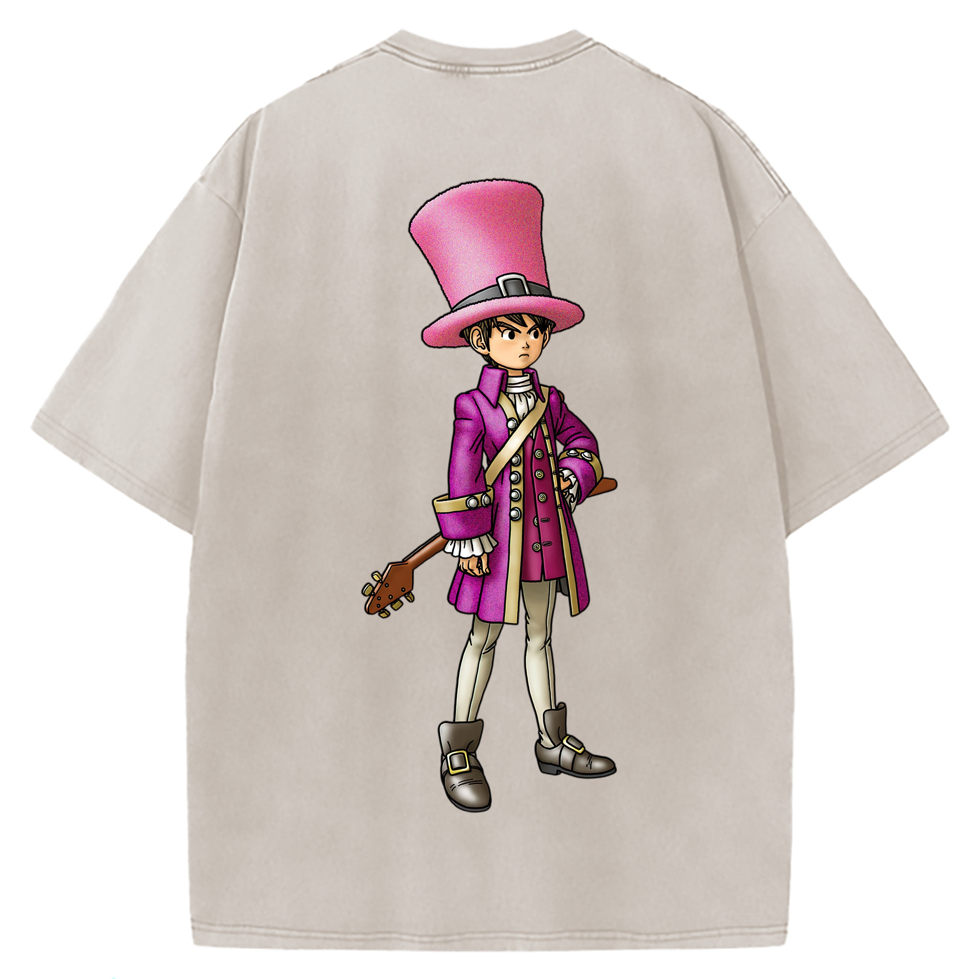 （画像用） ドラゴンクエスト Doragon Kuesuto Dragon Quest 綿100% ヴィンテージ風 半袖Tシャツ（背面プリント）