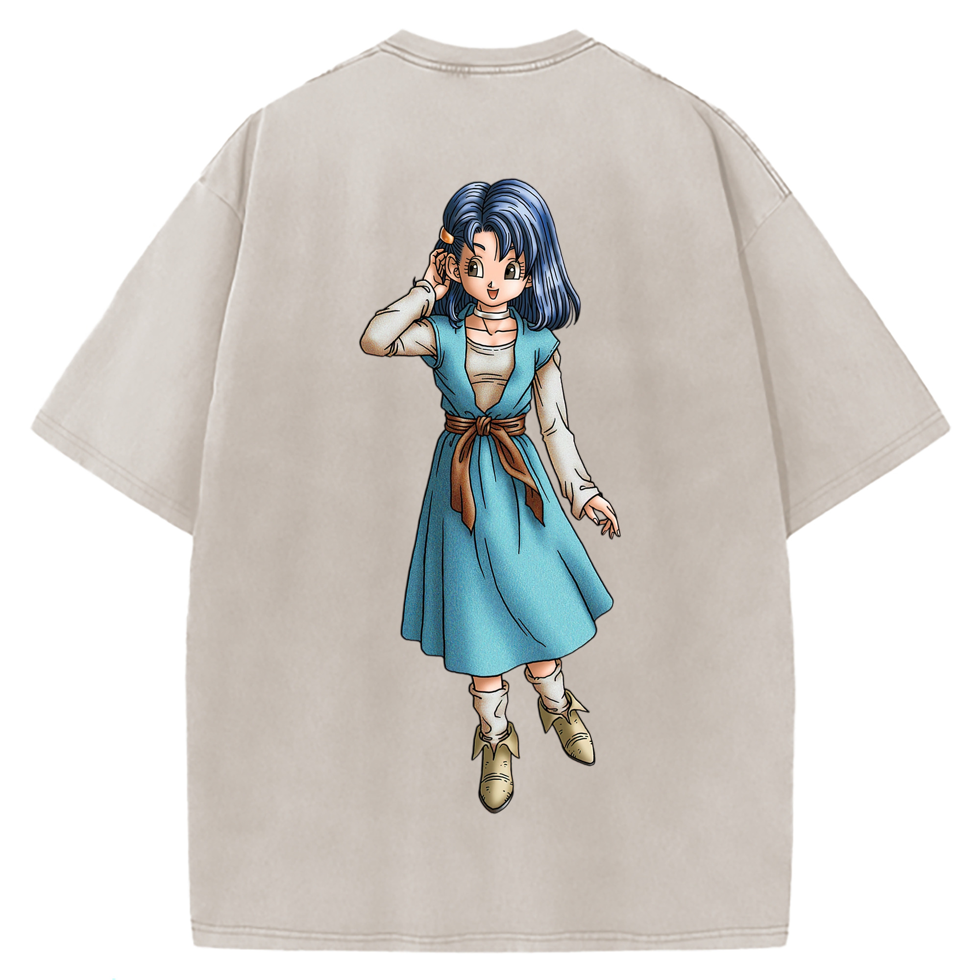 （画像用） ドラゴンクエスト Doragon Kuesuto Dragon Quest 綿100% ヴィンテージ風 半袖Tシャツ（背面プリント）