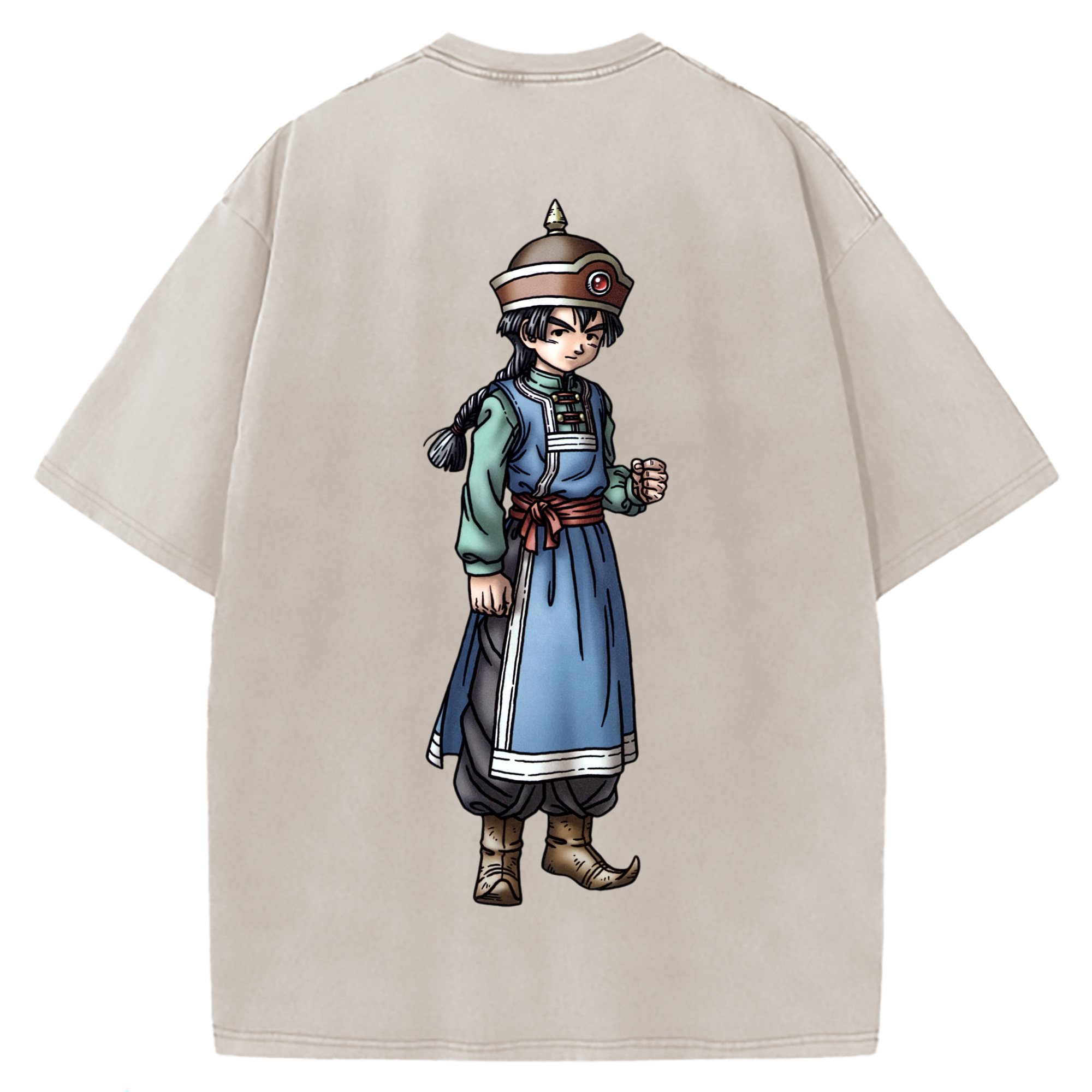 （画像用） ドラゴンクエスト Doragon Kuesuto Dragon Quest 綿100% ヴィンテージ風 半袖Tシャツ（背面プリント）
