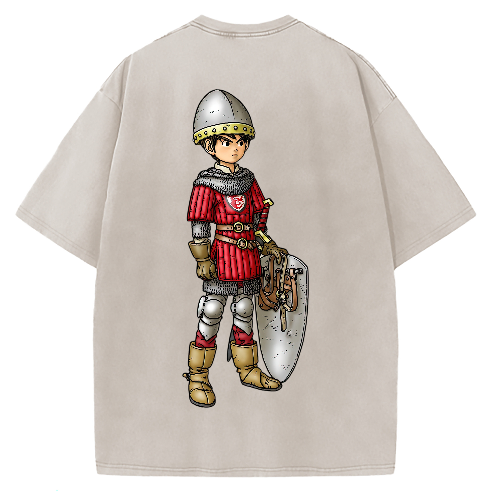 （画像用） ドラゴンクエスト Doragon Kuesuto Dragon Quest 綿100% ヴィンテージ風 半袖Tシャツ（背面プリント）