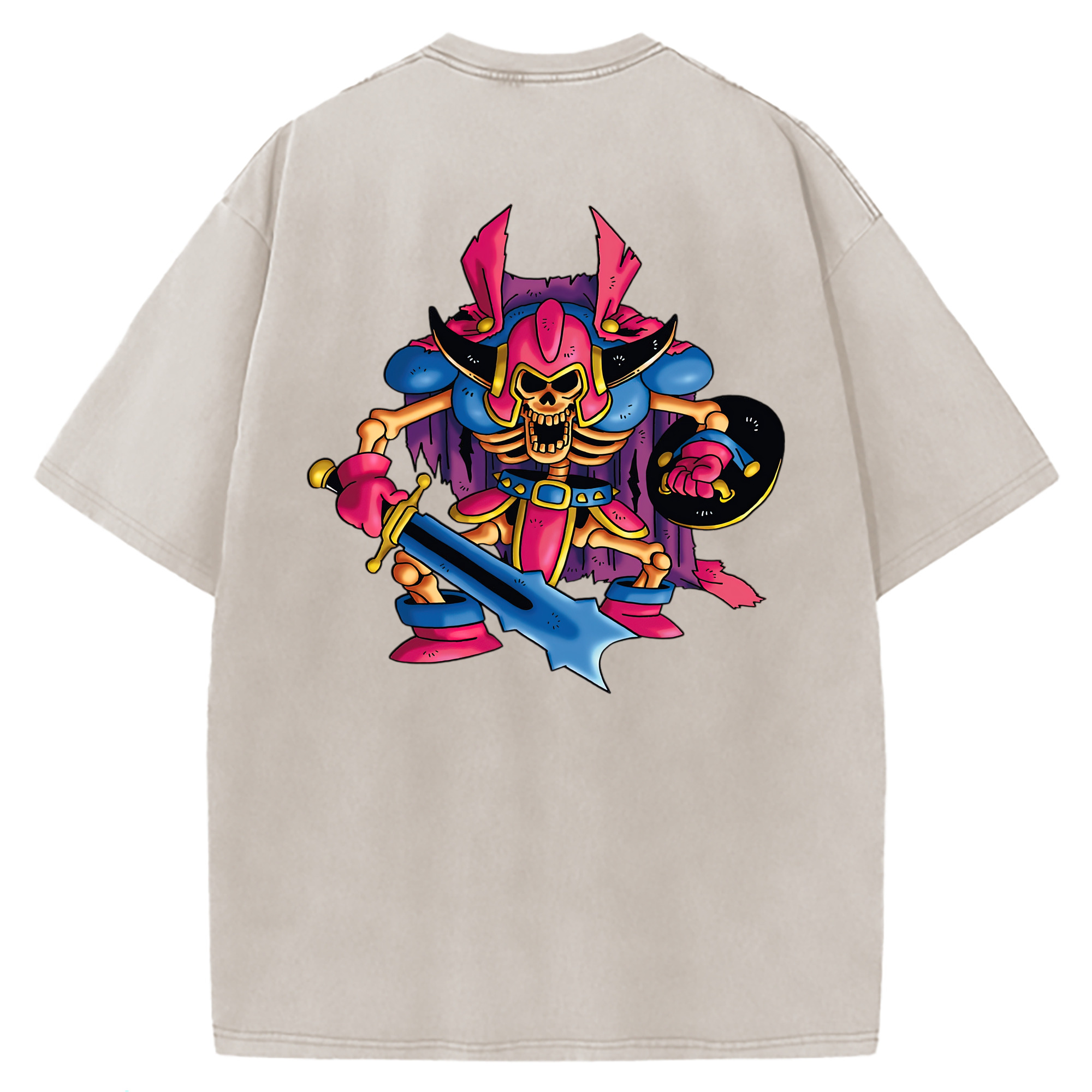 （画像用） ドラゴンクエスト Doragon Kuesuto Dragon Quest 綿100% ヴィンテージ風 半袖Tシャツ（背面プリント）