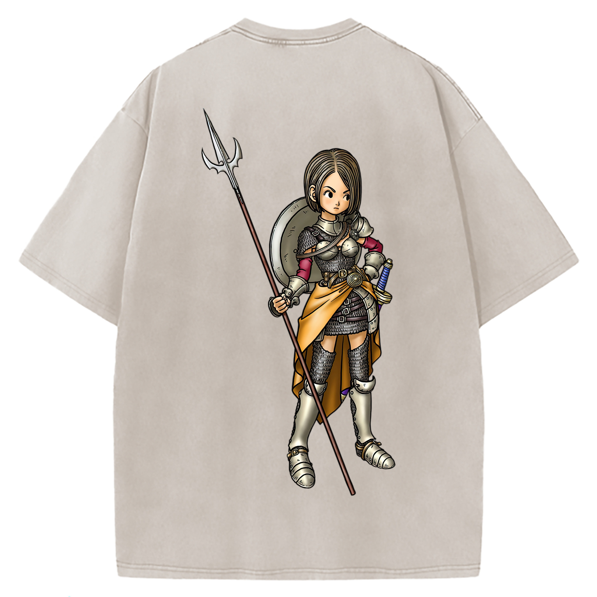 （画像用） ドラゴンクエスト Doragon Kuesuto Dragon Quest 綿100% ヴィンテージ風 半袖Tシャツ（背面プリント）