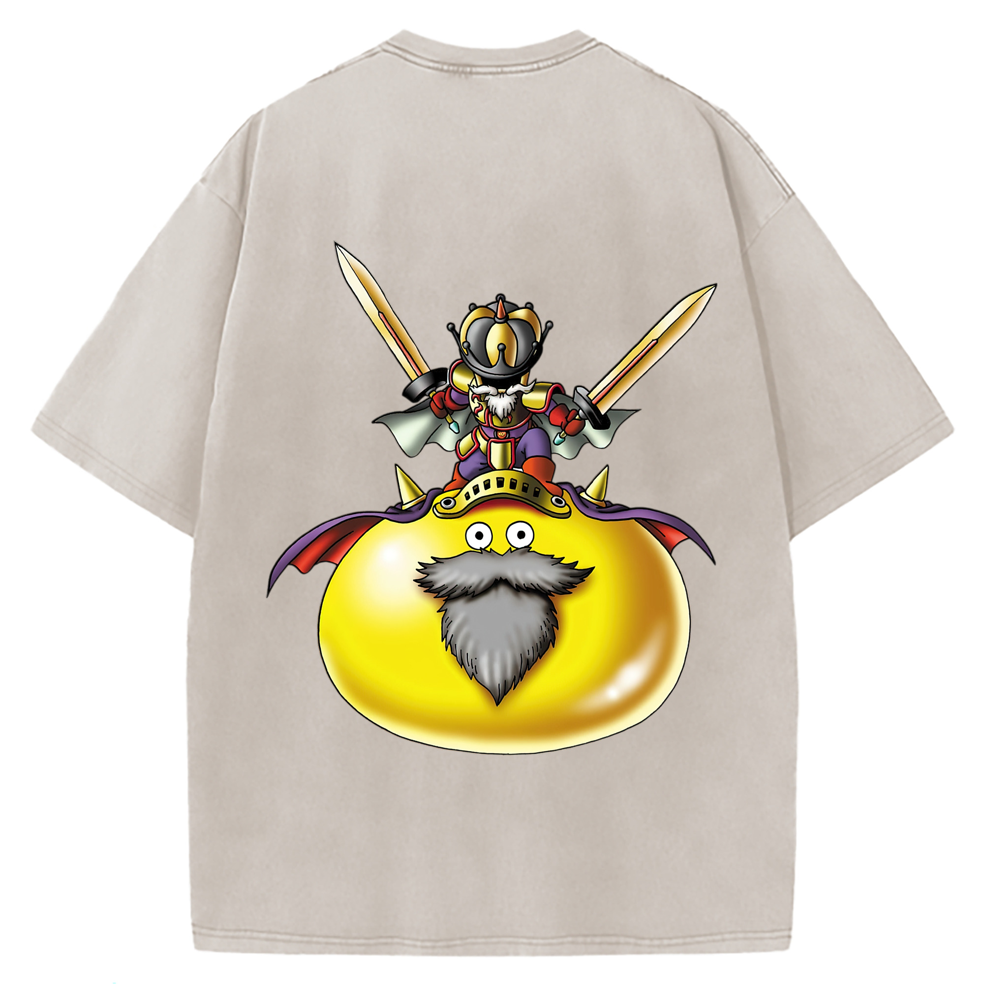 （画像用） ドラゴンクエスト Doragon Kuesuto Dragon Quest 綿100% ヴィンテージ風 半袖Tシャツ（背面プリント）