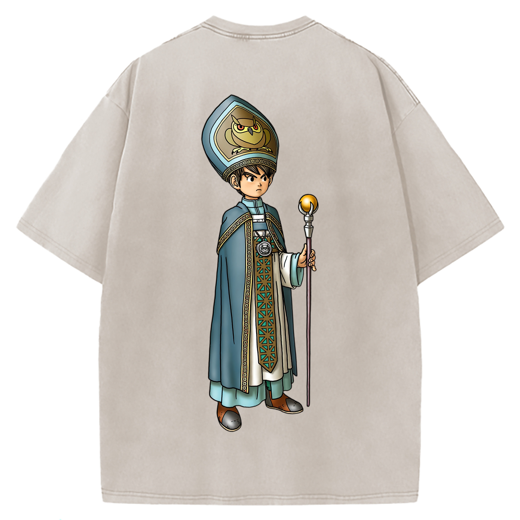 （画像用） ドラゴンクエスト Doragon Kuesuto Dragon Quest 綿100% ヴィンテージ風 半袖Tシャツ（背面プリント）