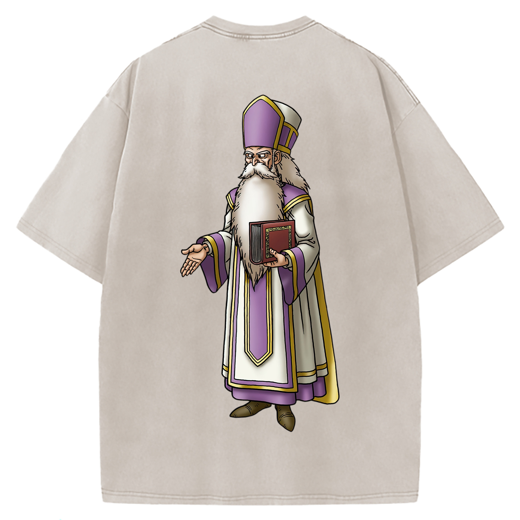 （画像用） ドラゴンクエスト Doragon Kuesuto Dragon Quest 綿100% ヴィンテージ風 半袖Tシャツ（背面プリント）