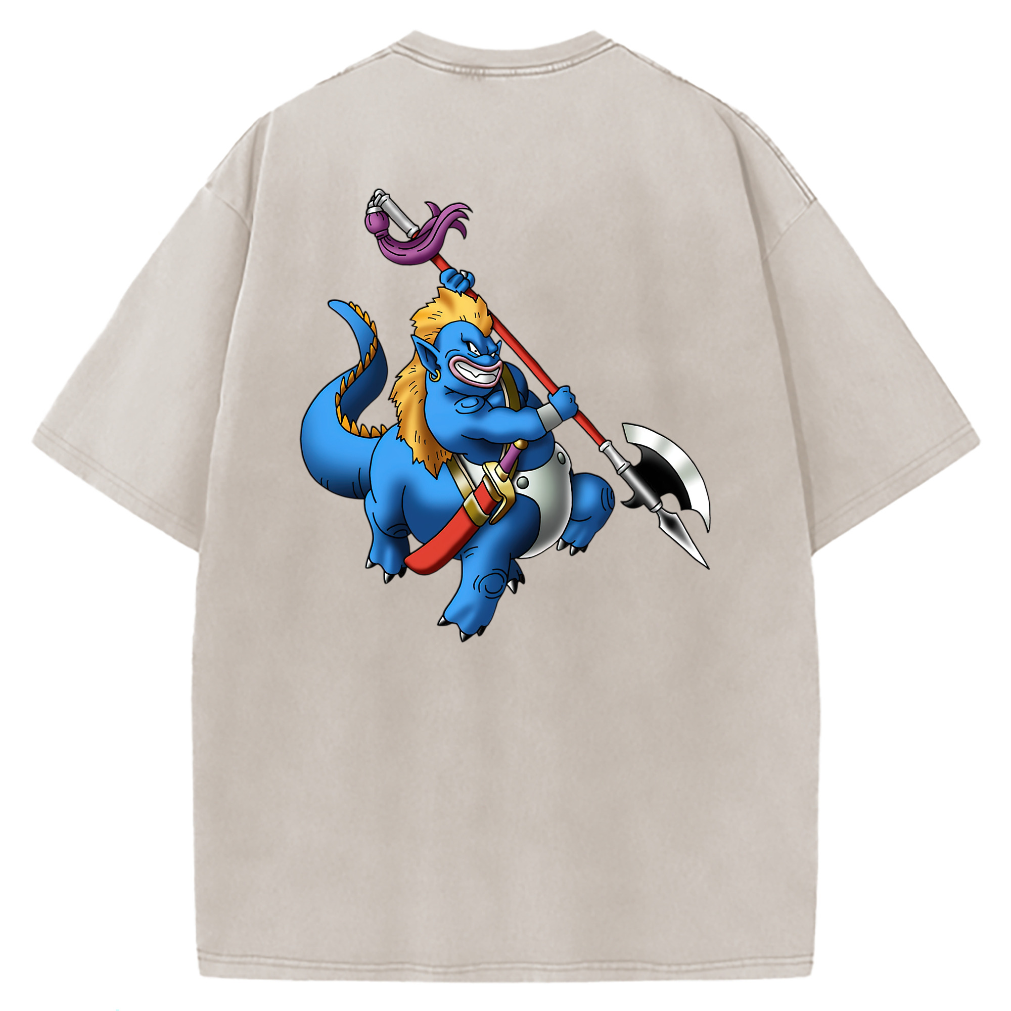（画像用） ドラゴンクエスト Doragon Kuesuto Dragon Quest 綿100% ヴィンテージ風 半袖Tシャツ（背面プリント）