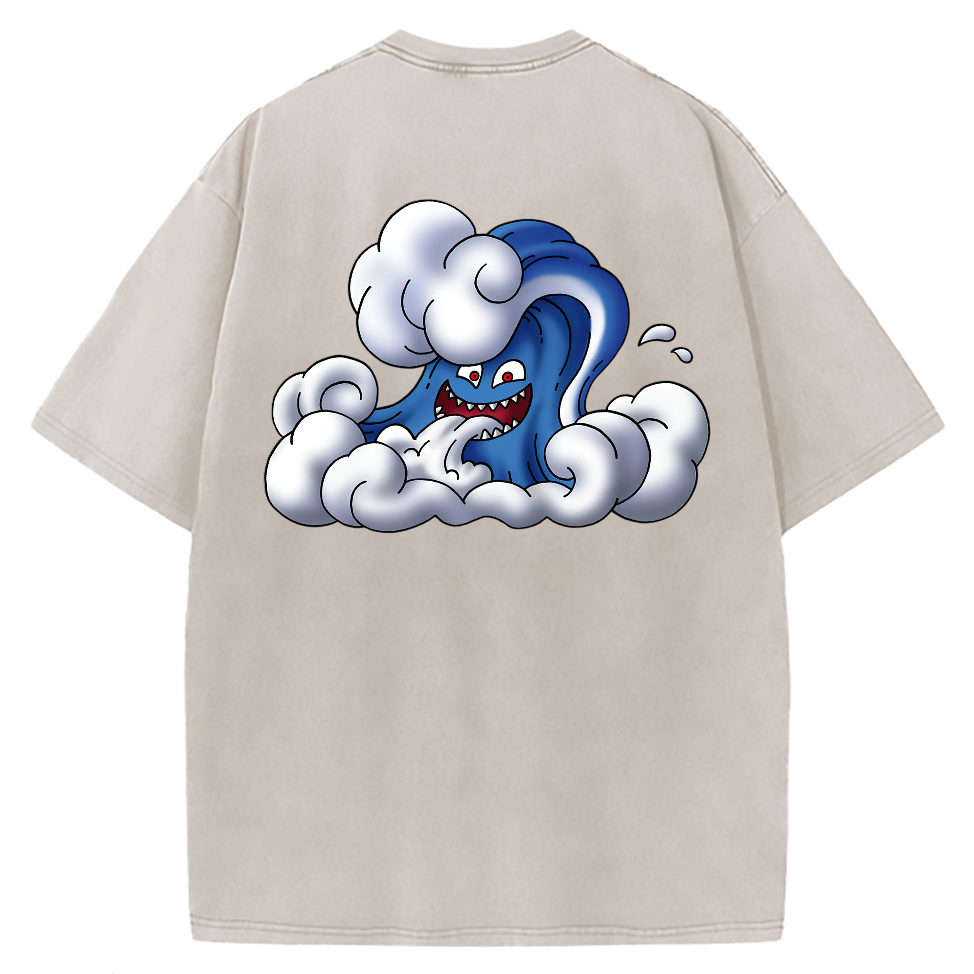 （画像用） ドラゴンクエスト Doragon Kuesuto Dragon Quest 綿100% ヴィンテージ風 半袖Tシャツ（背面プリント）