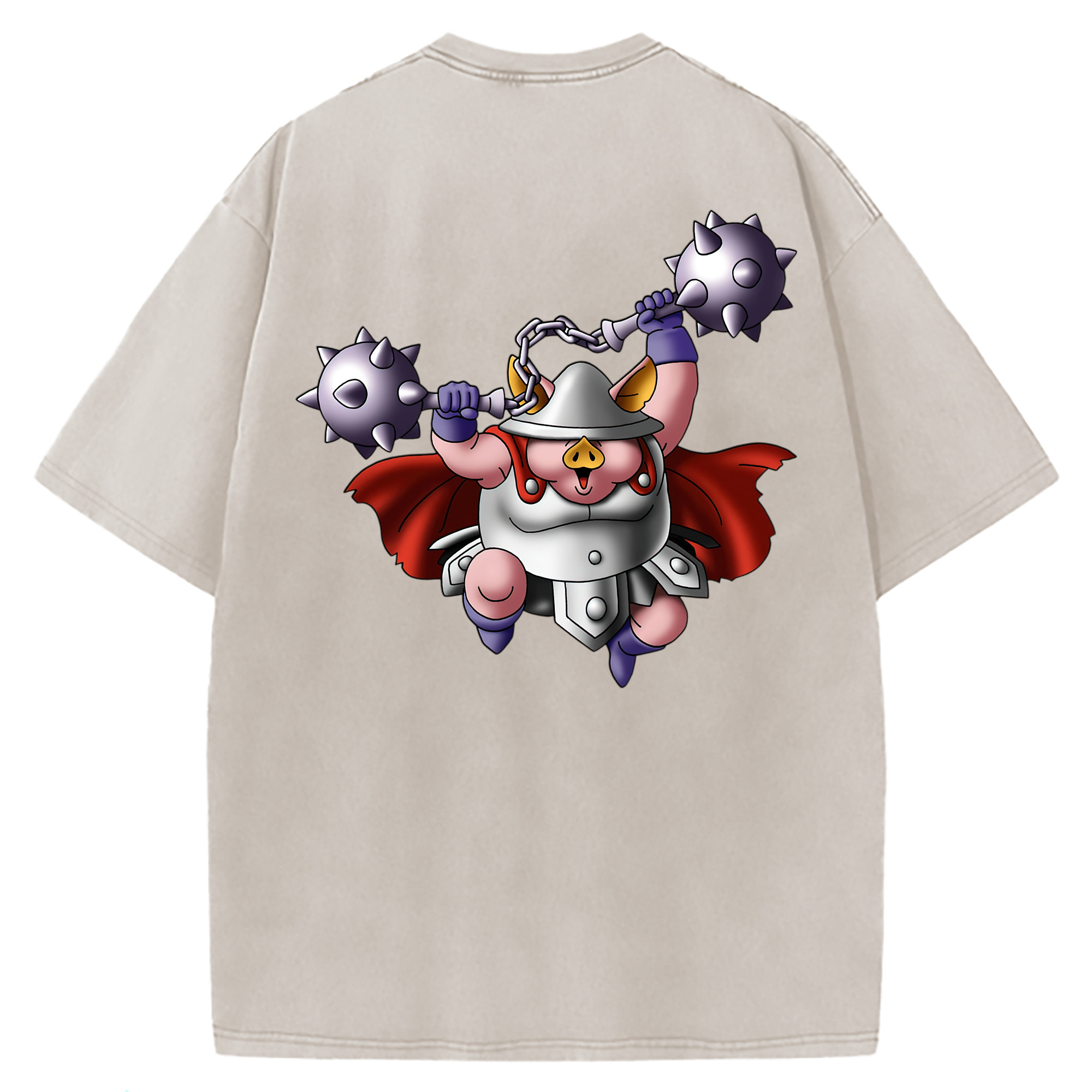 （画像用） ドラゴンクエスト Doragon Kuesuto Dragon Quest 綿100% ヴィンテージ風 半袖Tシャツ（背面プリント）